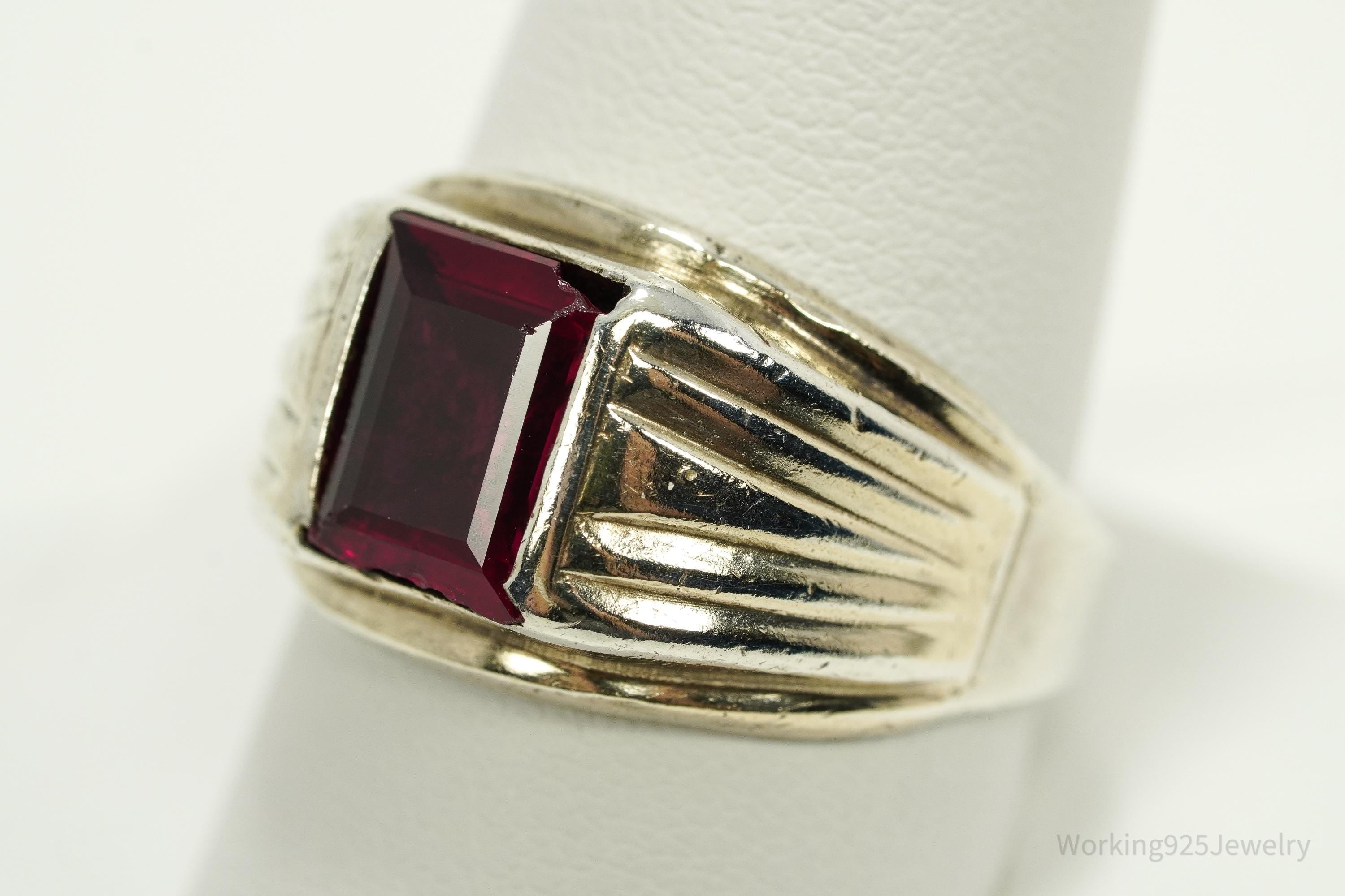 Vintage Vargas Mfg. Co. Ruby 10K Gold & Sterling Silver Ring - Size 10.5