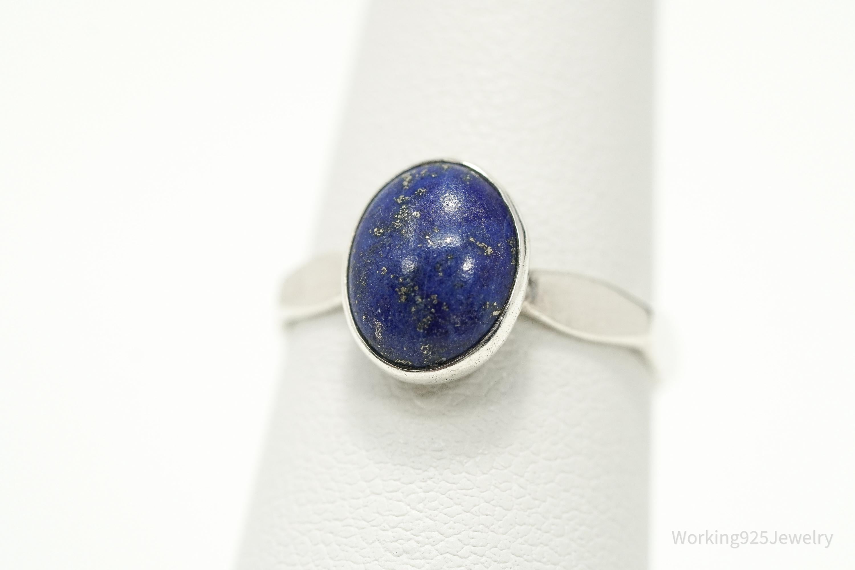 Vintage Blue Lapis Lazuli Silver Ring - Size 6.5