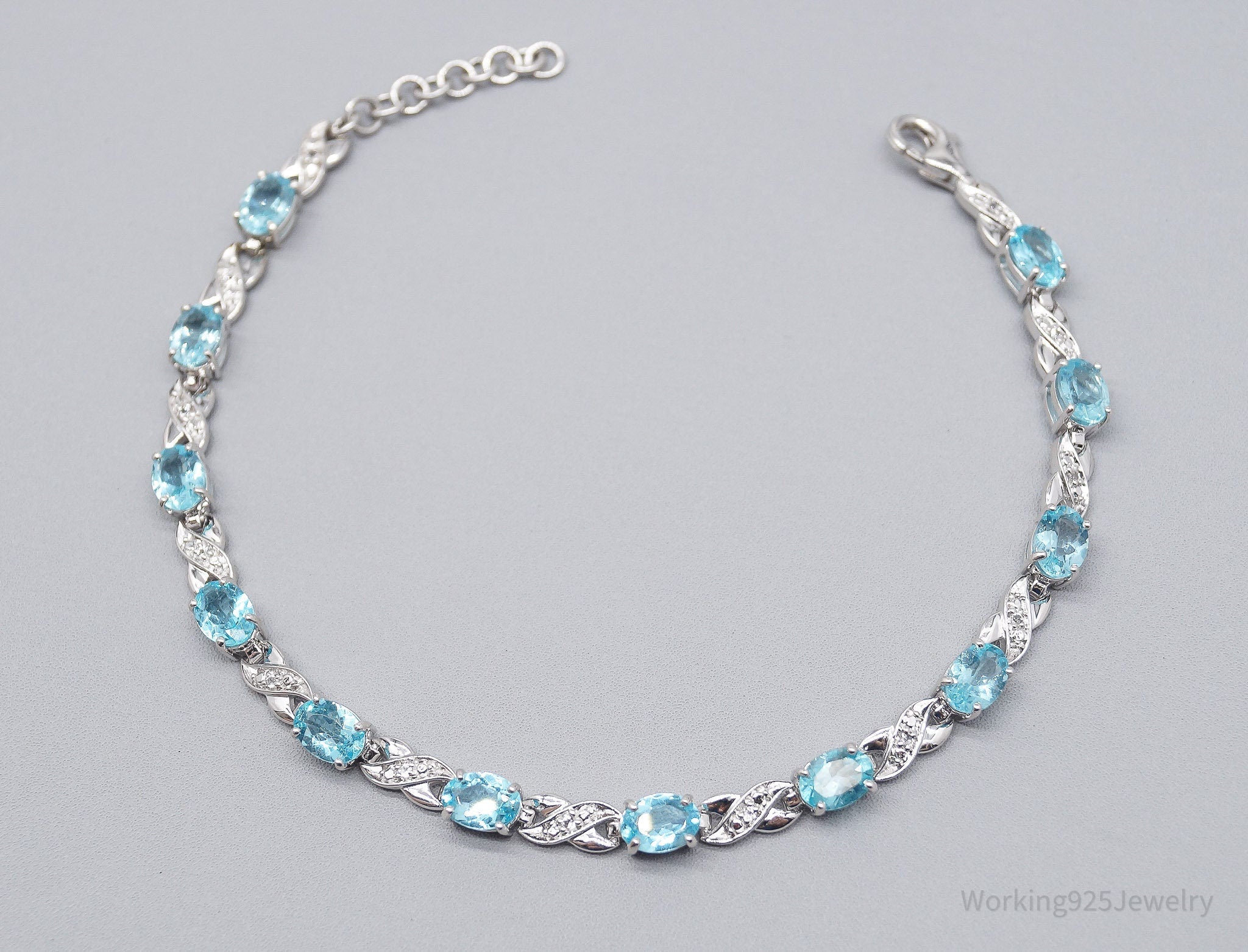 JTV TGGC Blue & White Topaz Sterling Silver Bracelet / Anklet