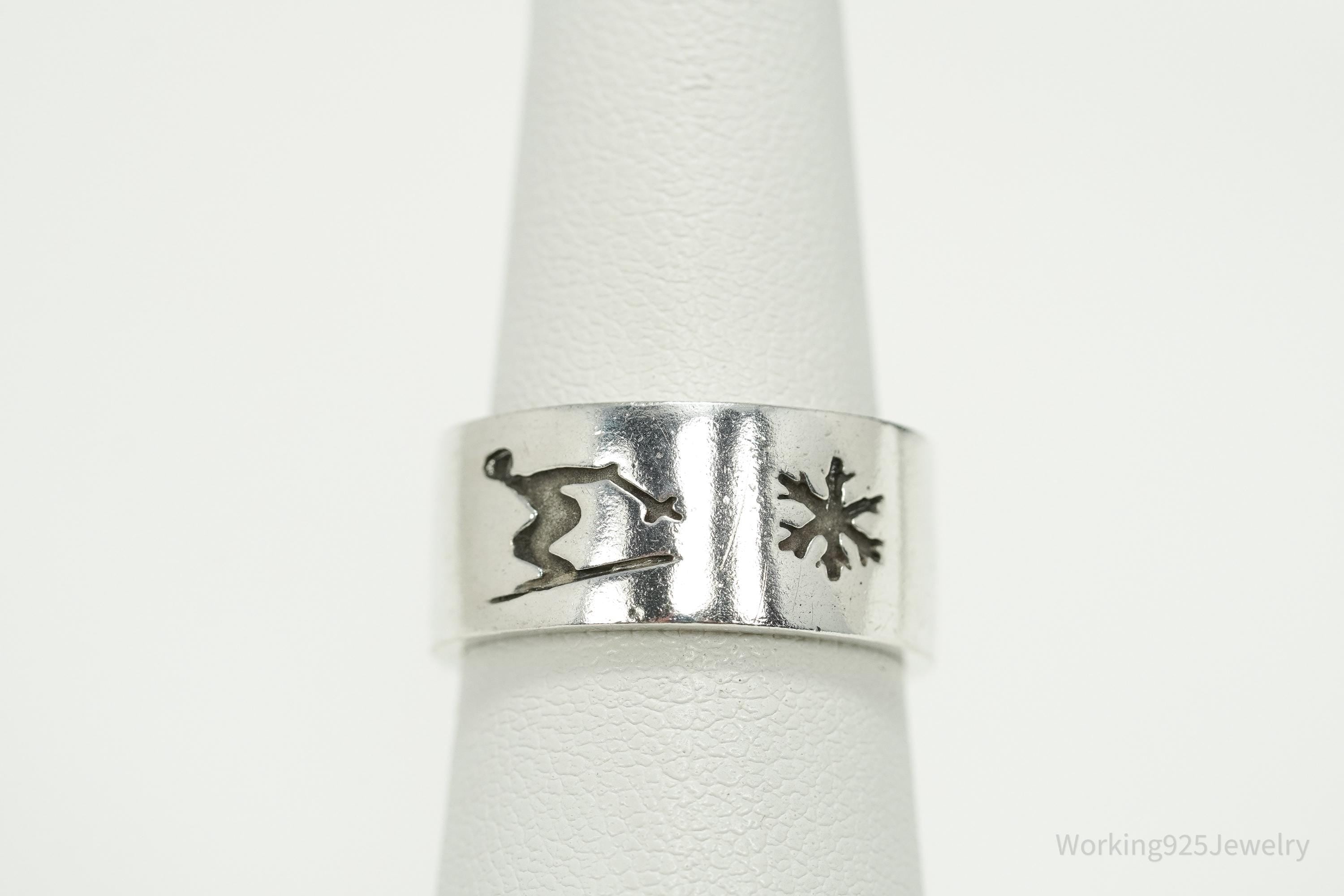 Rare Vintage Georgetown Skiing Sterling Silver Band Ring - Size 6.5
