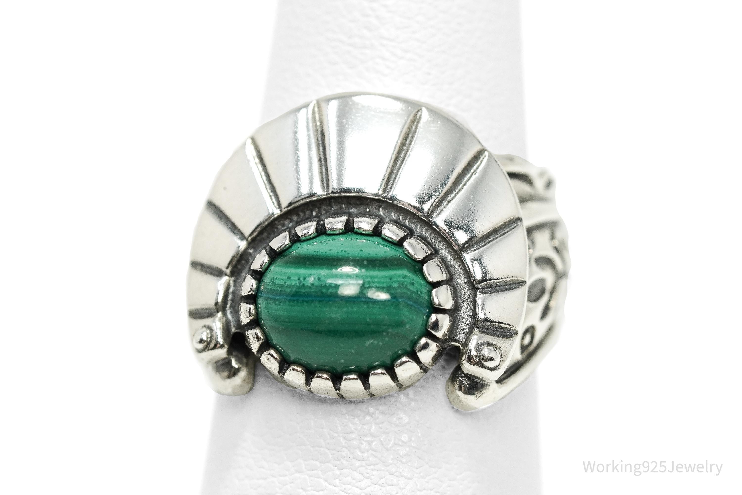 Vintage Carolyn Pollack Relios Fritz Malachite Sterling Silver Ring - Size 6.25