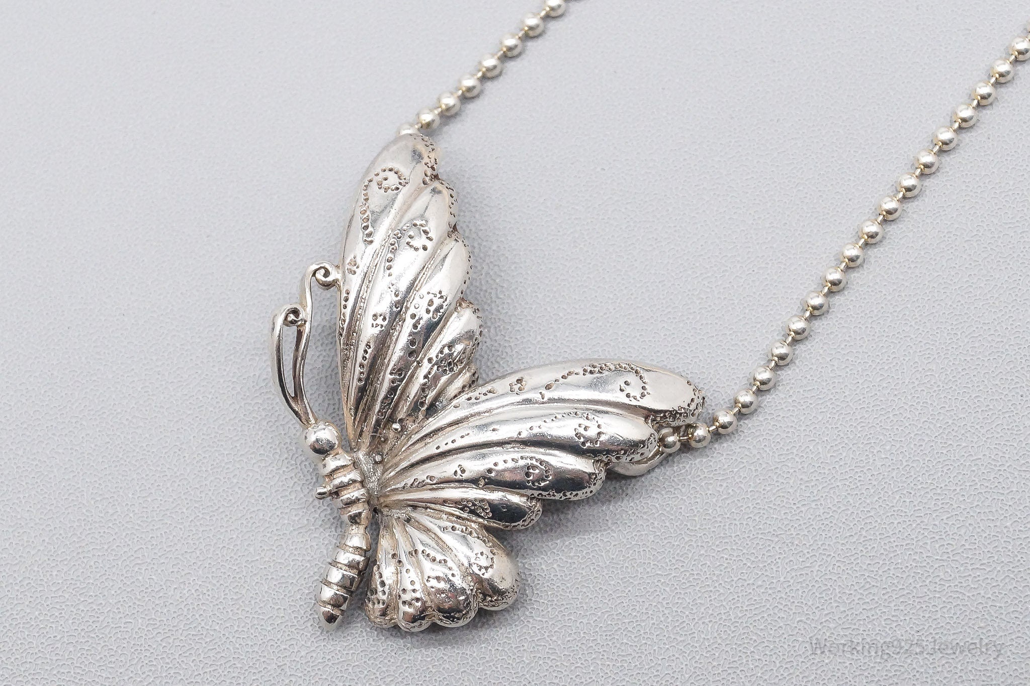Vintage Butterfly Sterling Silver Necklace 24"