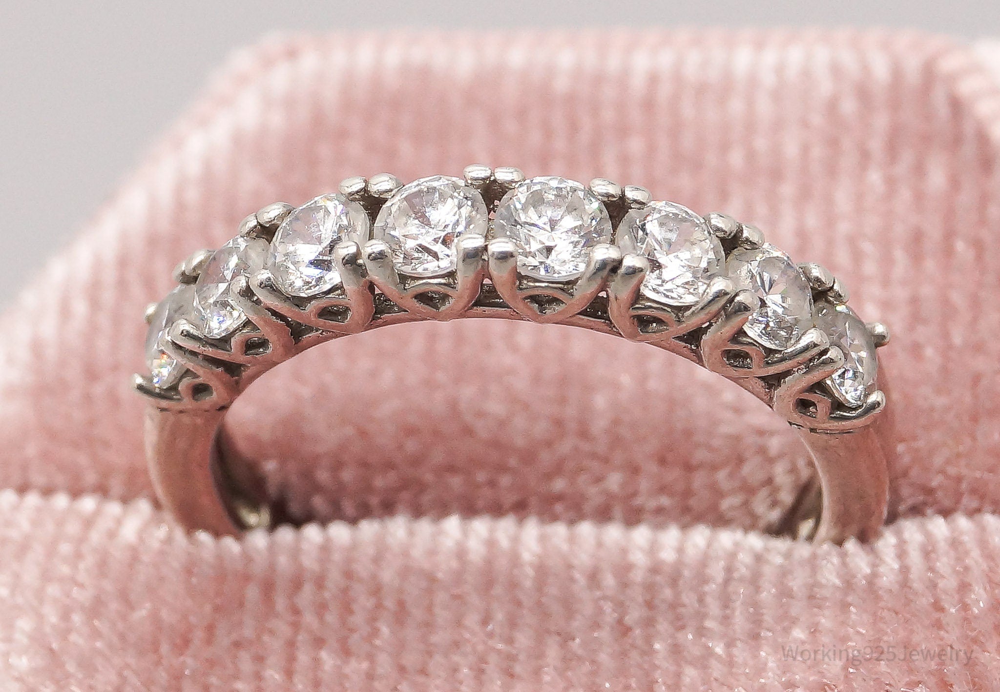 Vintage Cubic Zirconia Sterling Silver Ring - Size 6