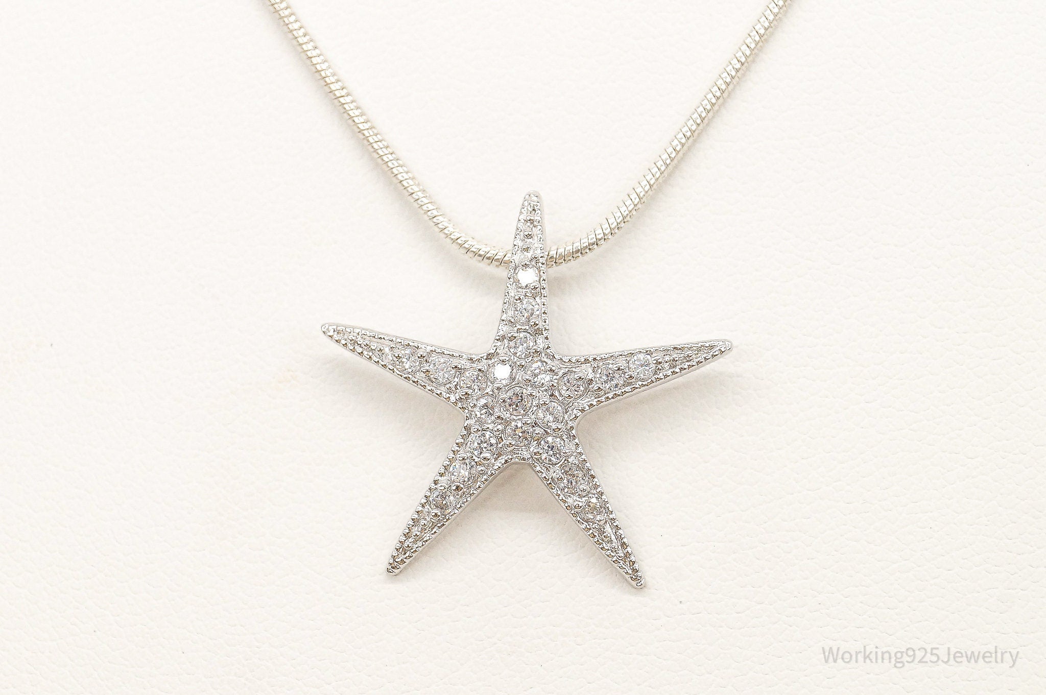 Cubic Zirconia Starfish Sterling Silver Necklace