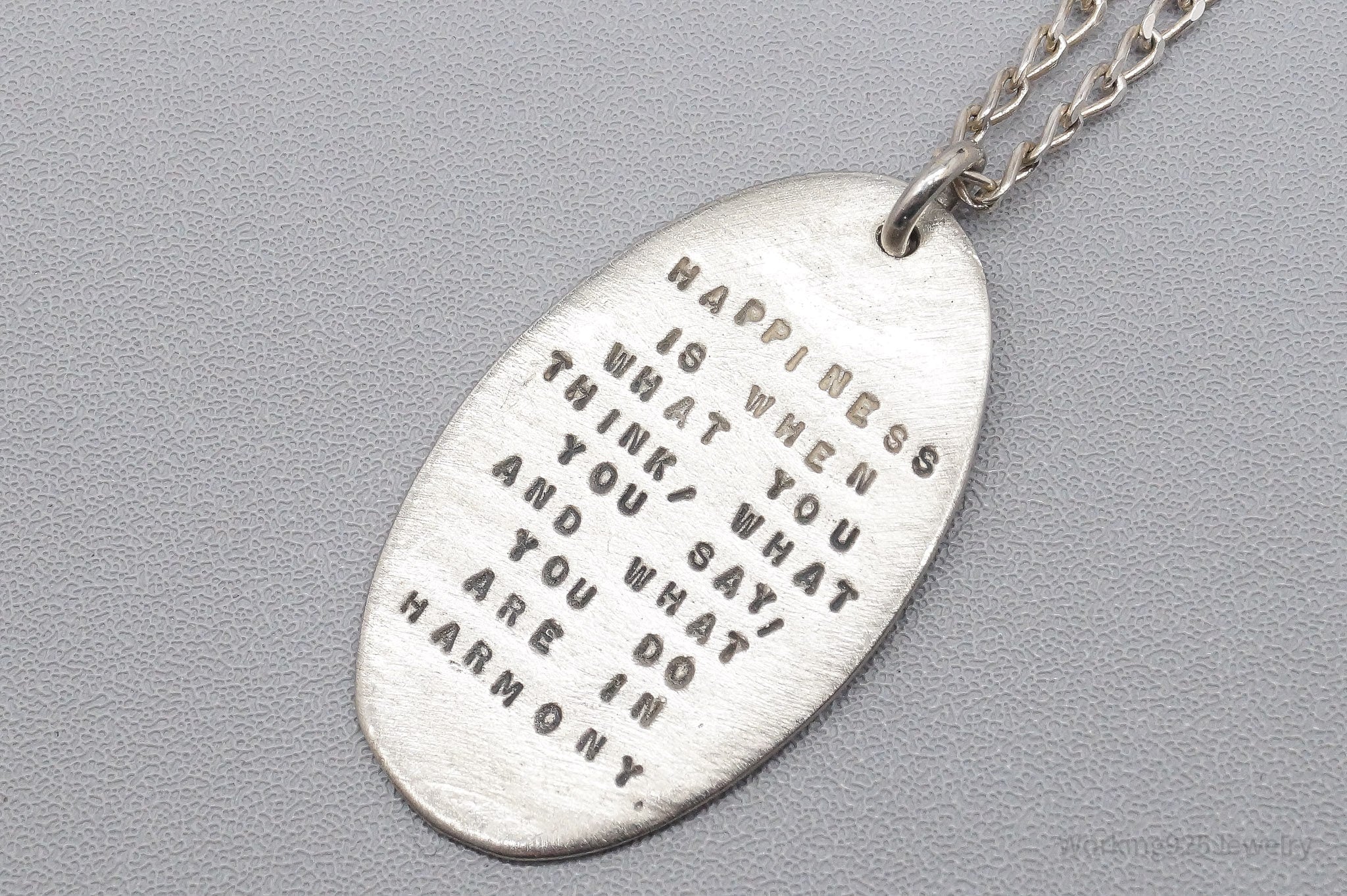 Kathy Bransfield Gandhi Quote Sterling Silver Necklace 18"