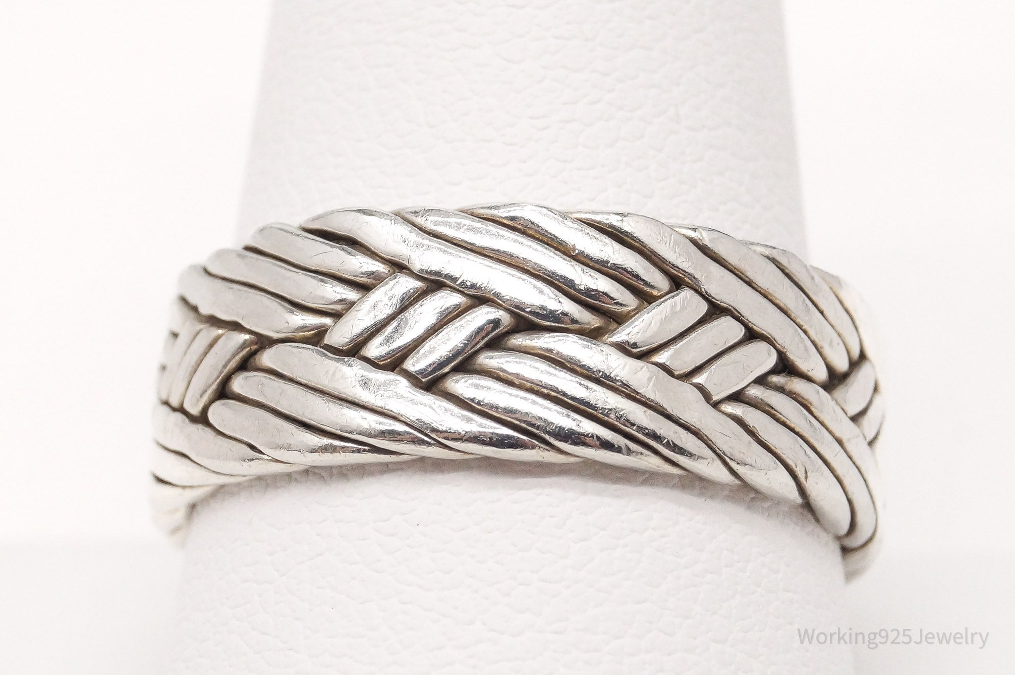 Vintage Weave Rope Braid Sterling Silver Band Ring - Size 11