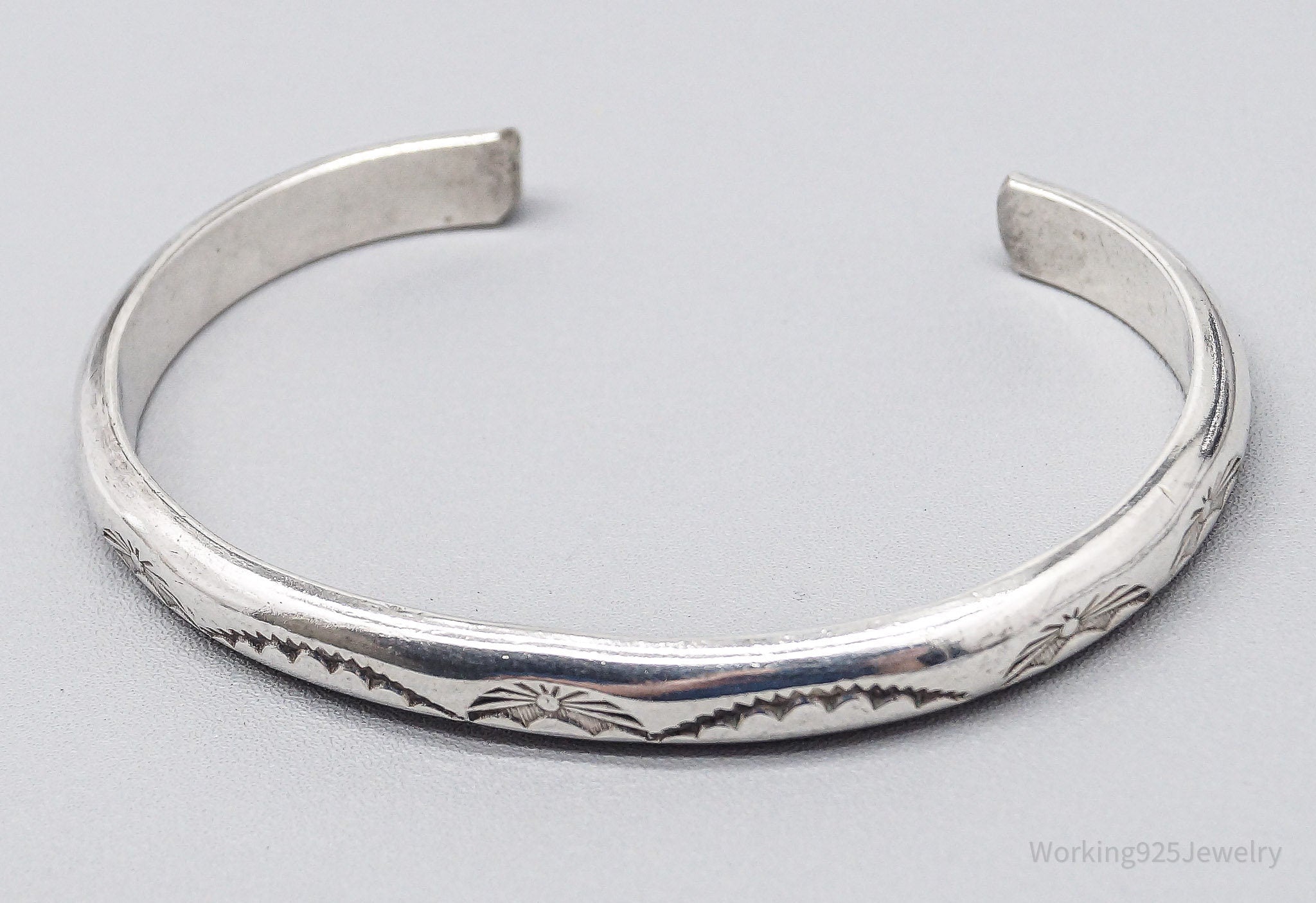 Vintage Handmade Native American Sterling Silver Cuff Bracelet