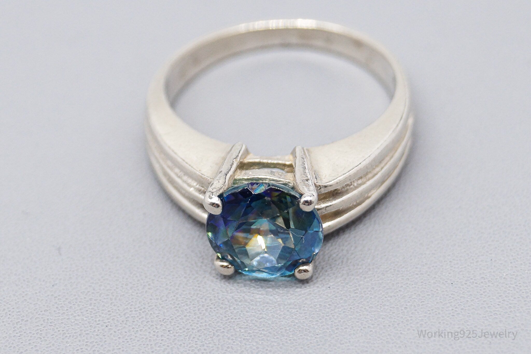 Vintage Blue Mystic Topaz Sterling Silver Ring - Size 6.25