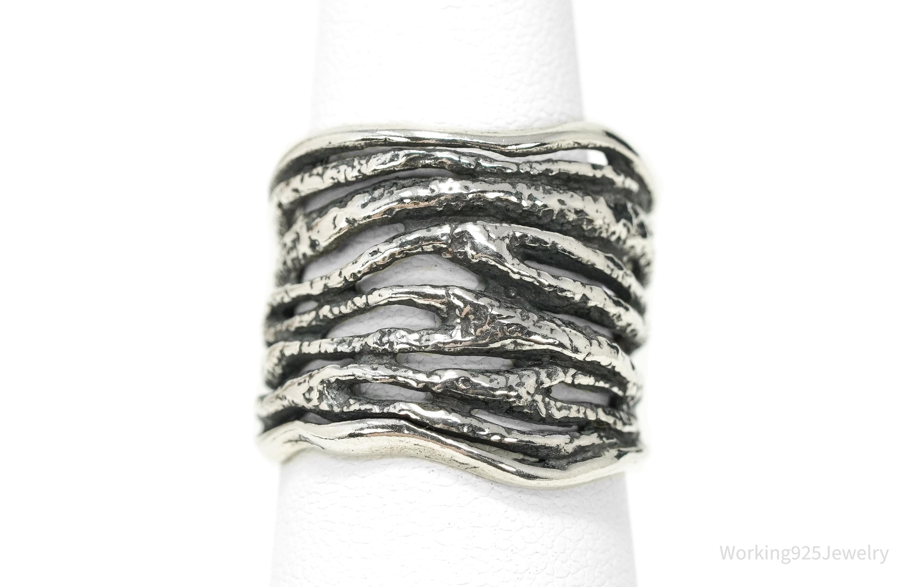 Vintage Shablool Didae Textured Sterling Silver Band Ring Size 6