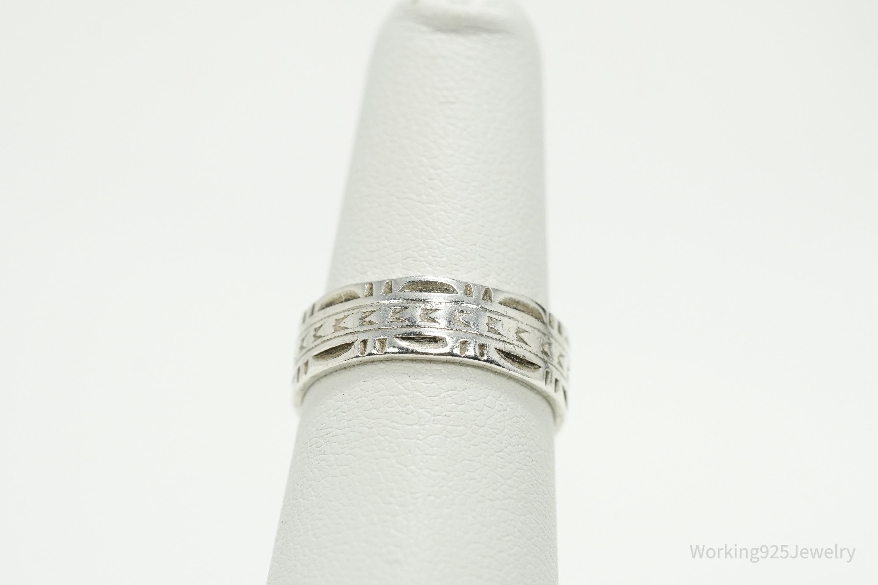 Antique VARGAS MFG. CO. Sterling Silver Band Ring - Size 6