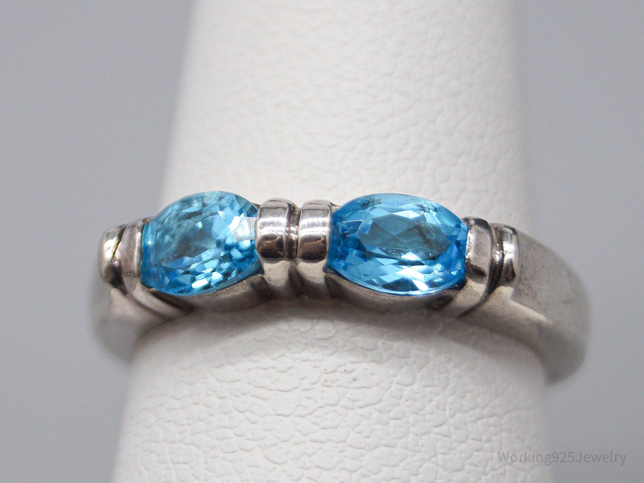 Vintage Blue Topaz Sterling Silver Ring - Size 6