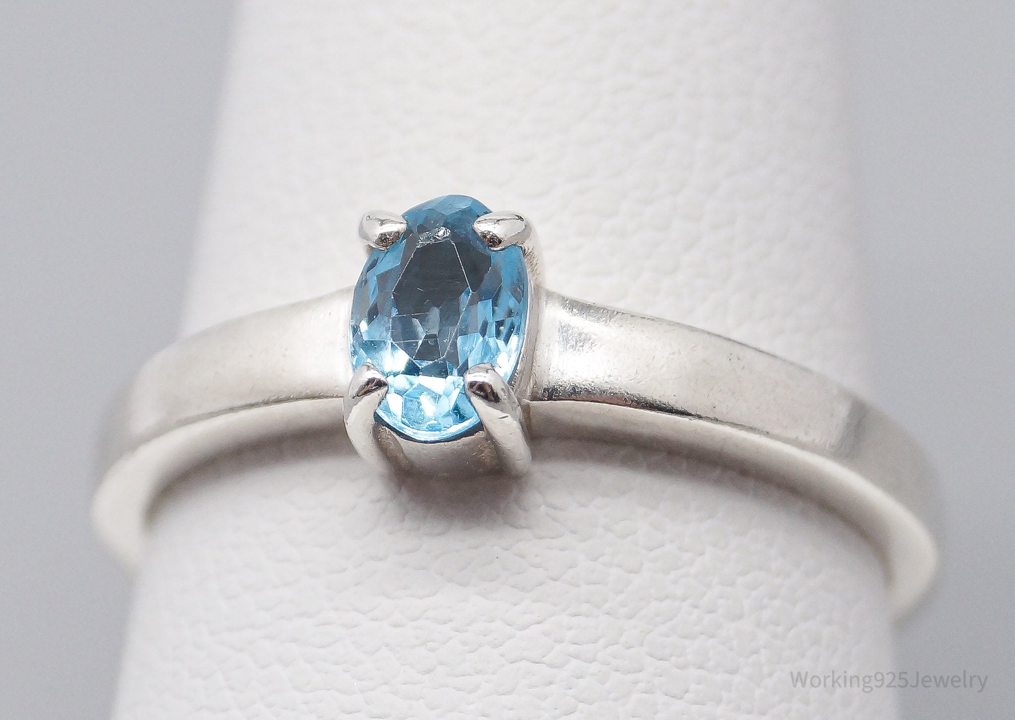 Vintage CNA Blue Topaz Sterling Silver Ring - Size 8