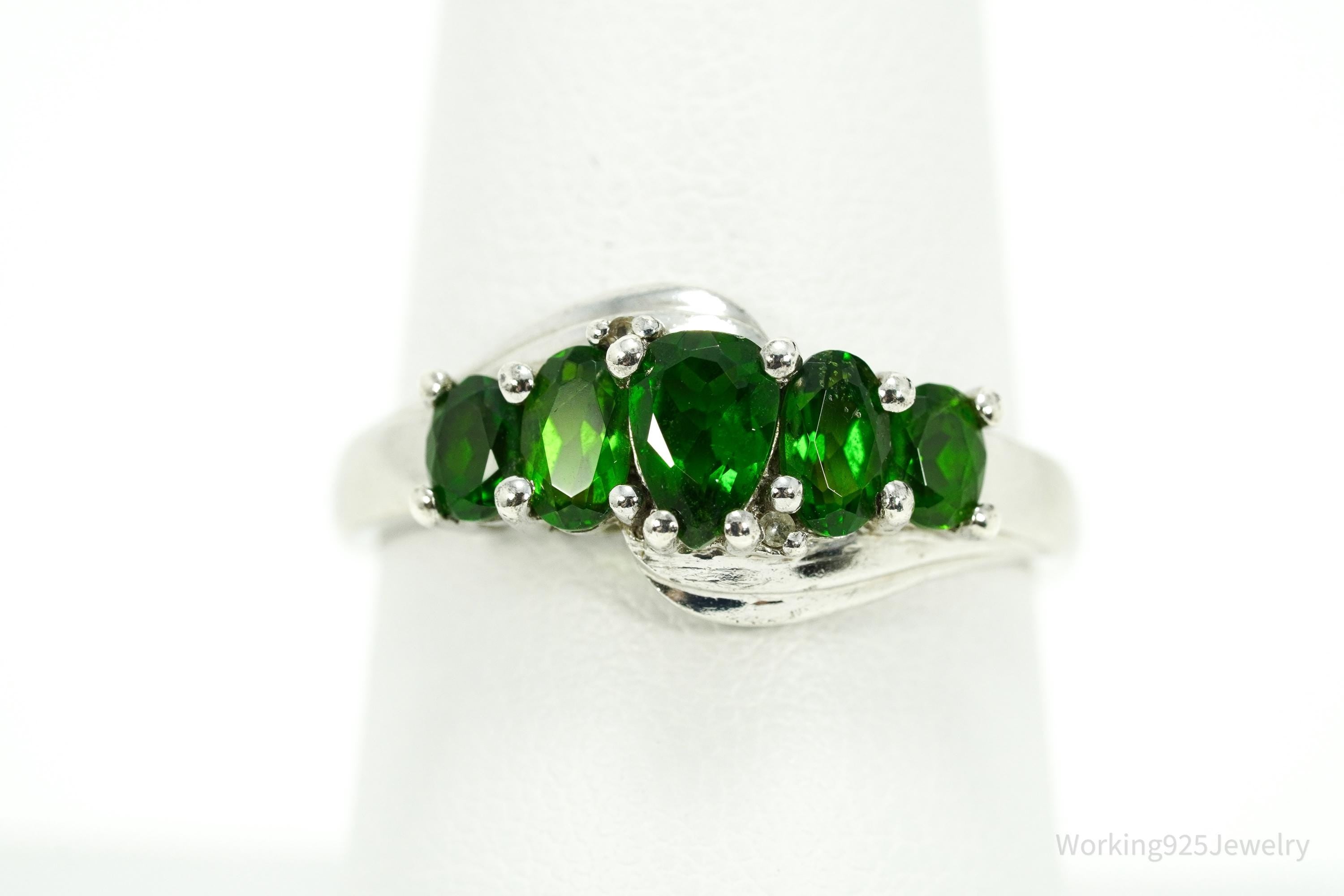 HT Green Chrome Diopside Sterling Silver Ring - Size 8