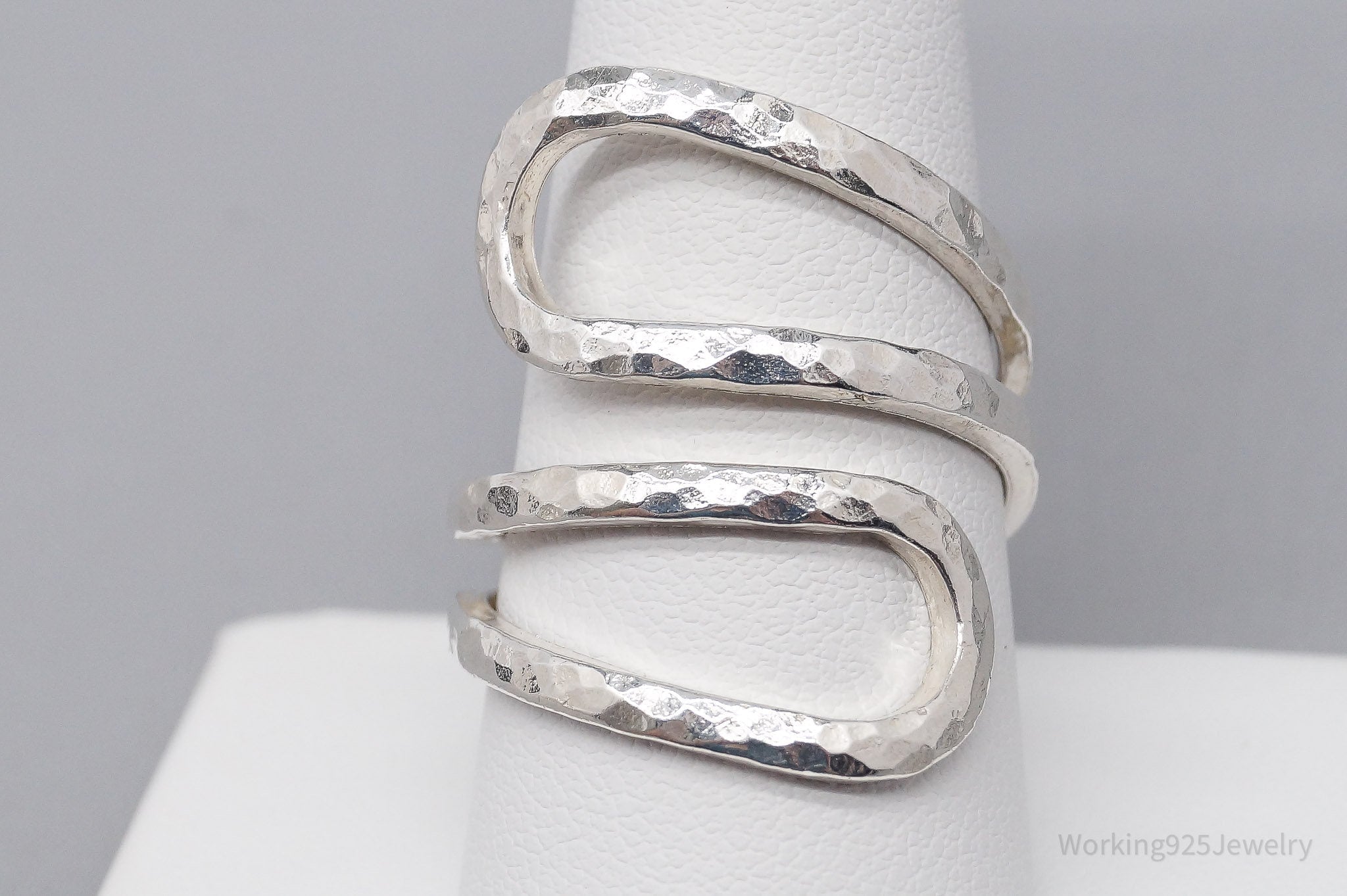 VTG DIEGO Modernist Hammered Style Sterling Silver Wrap Ring SZ 10 Adjustable