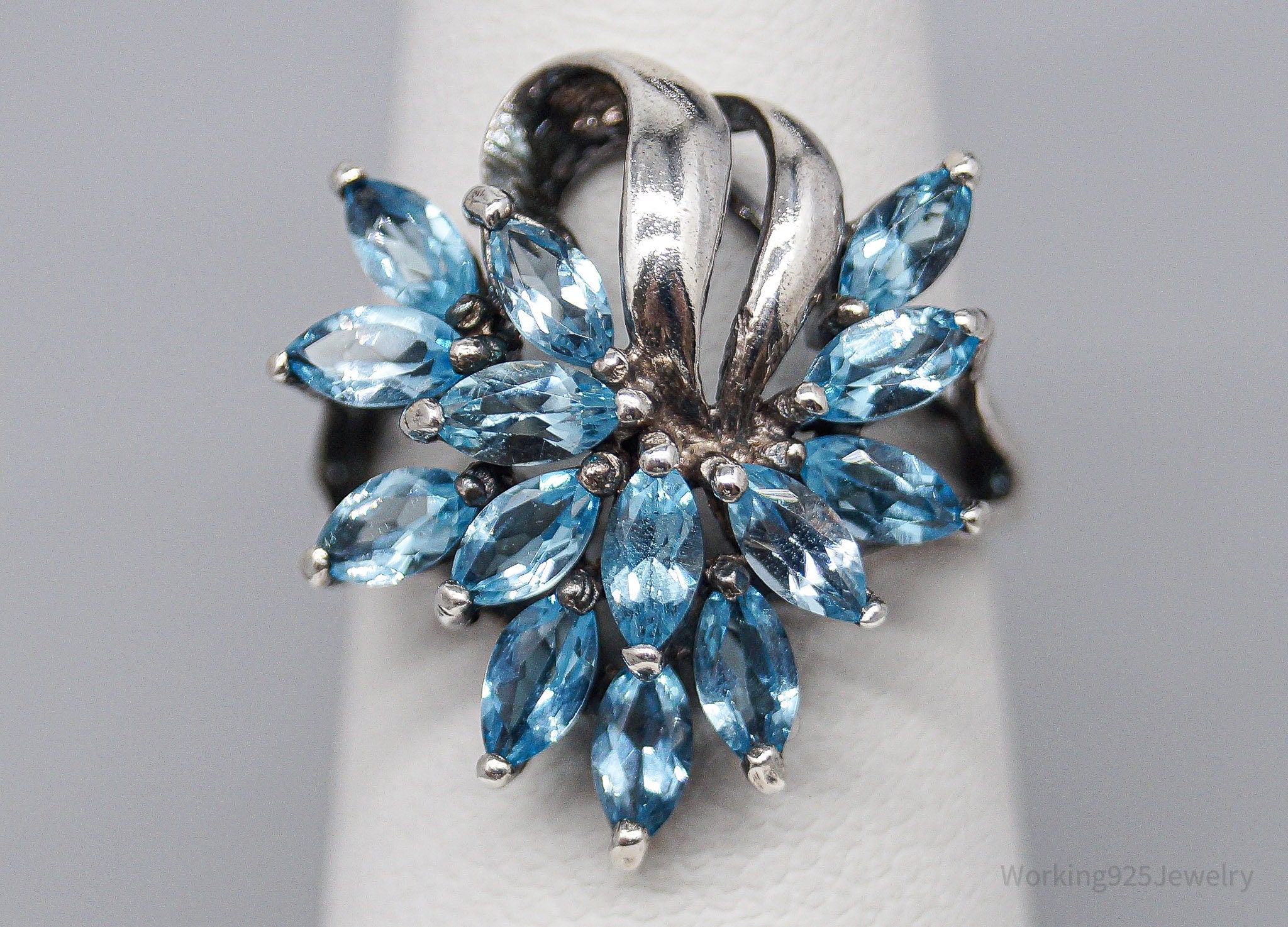 Vintage Blue Topaz Sterling Silver Ring - Size 6.25