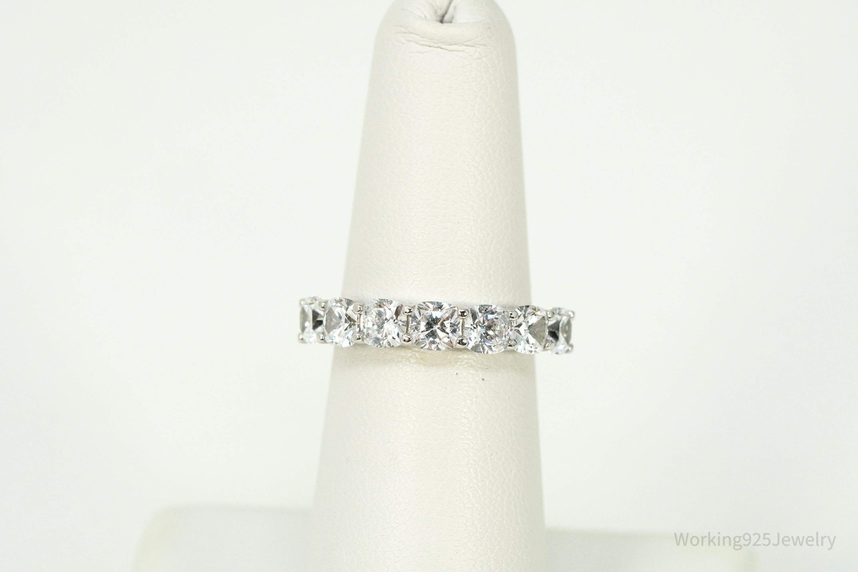 Vintage Cubic Zirconia Sterling Silver Band Ring - Size 6