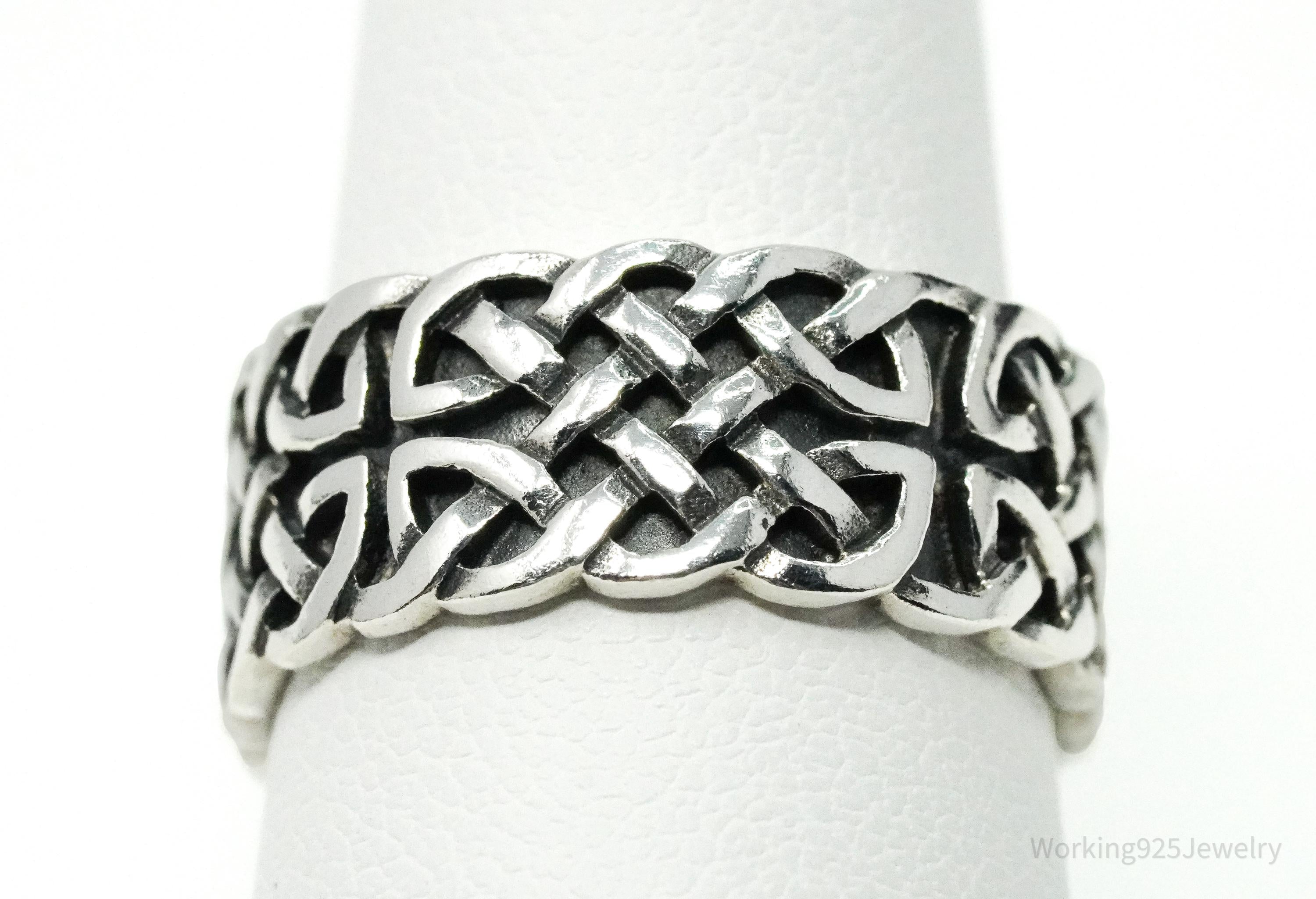 Vintage Designer PSCL Celtic Knot Design Sterling Silver Band Ring - Size 6.5
