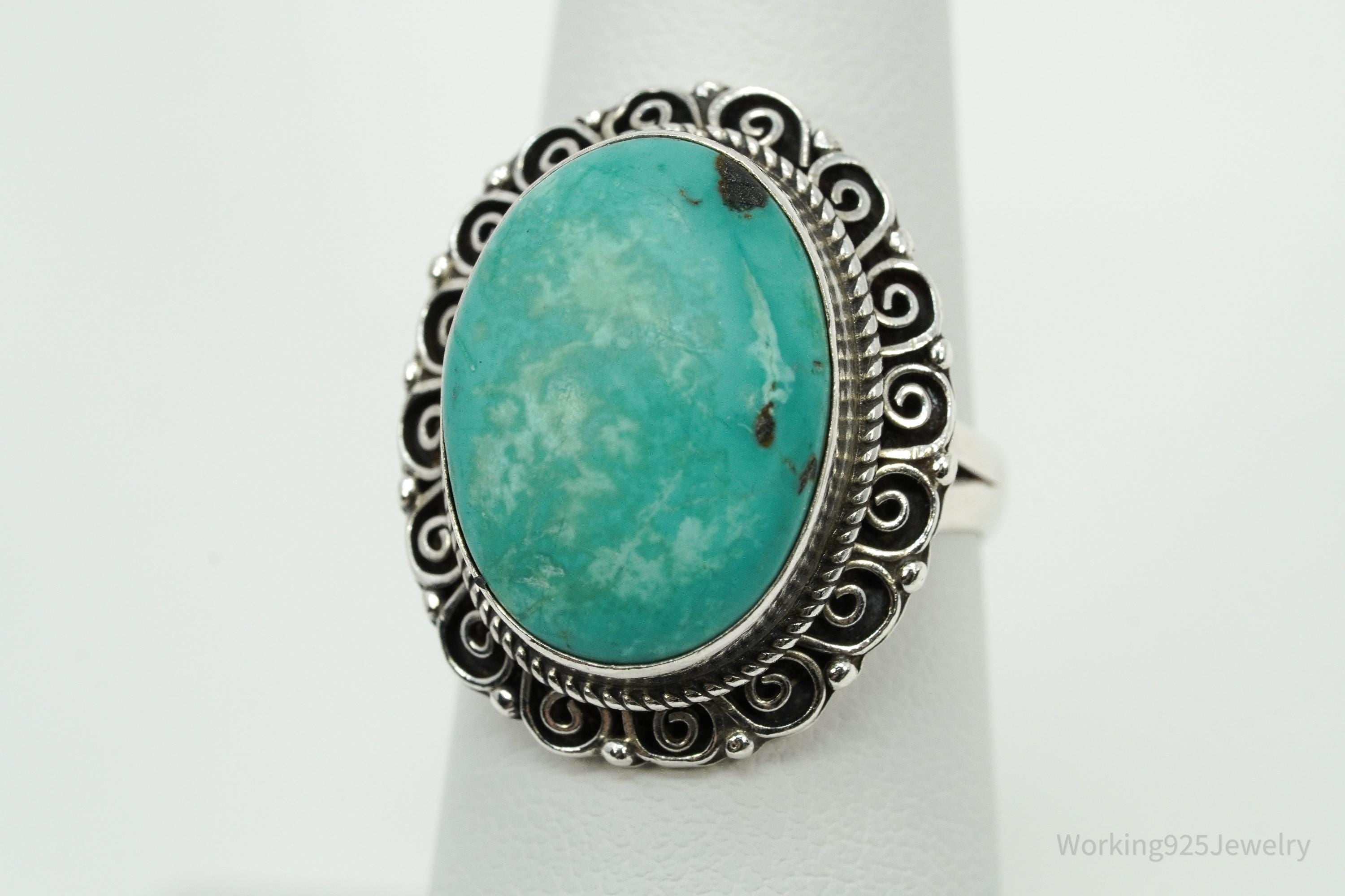 Vintage Turquoise Sterling Silver Ring - Size 6.5