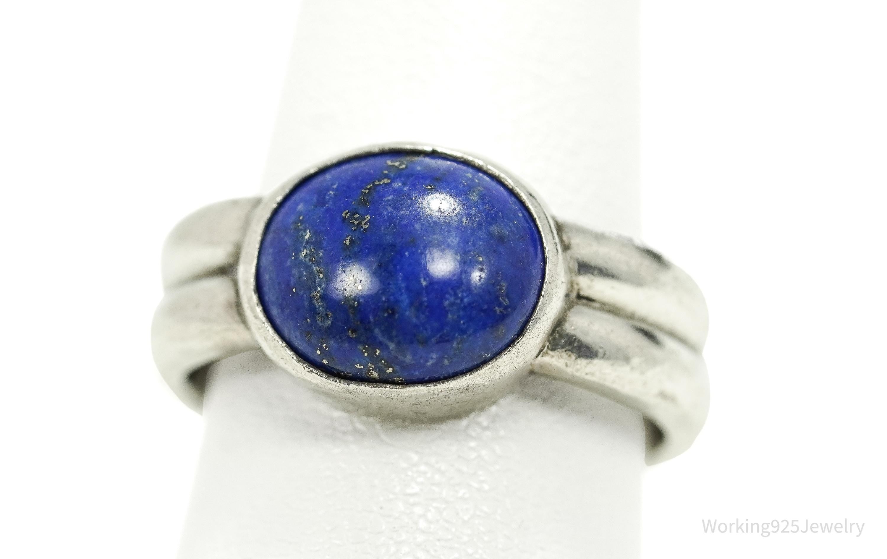Vintage Early Mexico Designer Carsi Lapis Lazuli Sterling Silver Ring Size 8
