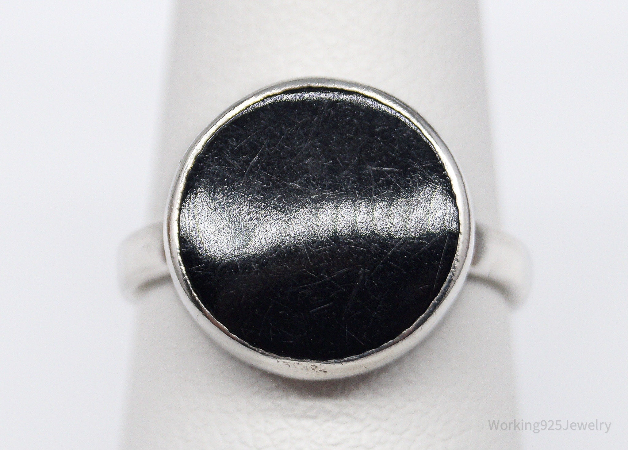 Vintage Black Onyx Sterling Silver Ring - Size 6.25