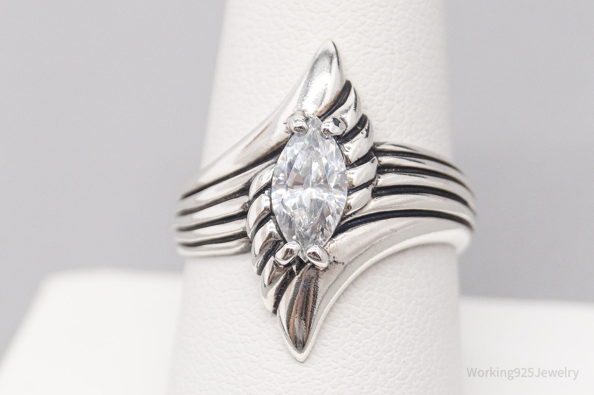 Vintage Designer Kabana Cubic Zirconia Sterling Silver Ring - Size 9