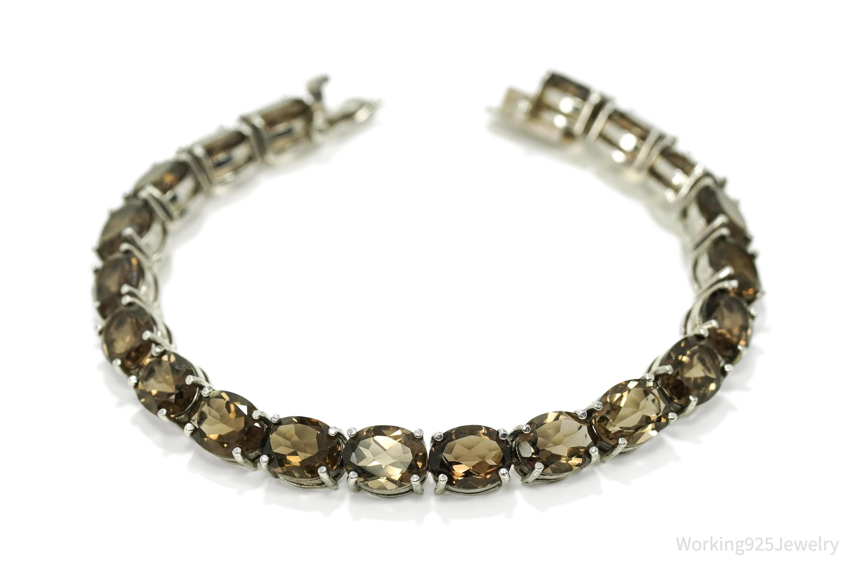 Vintage Smoky Topaz Sterling Silver Bracelet - 7.5"