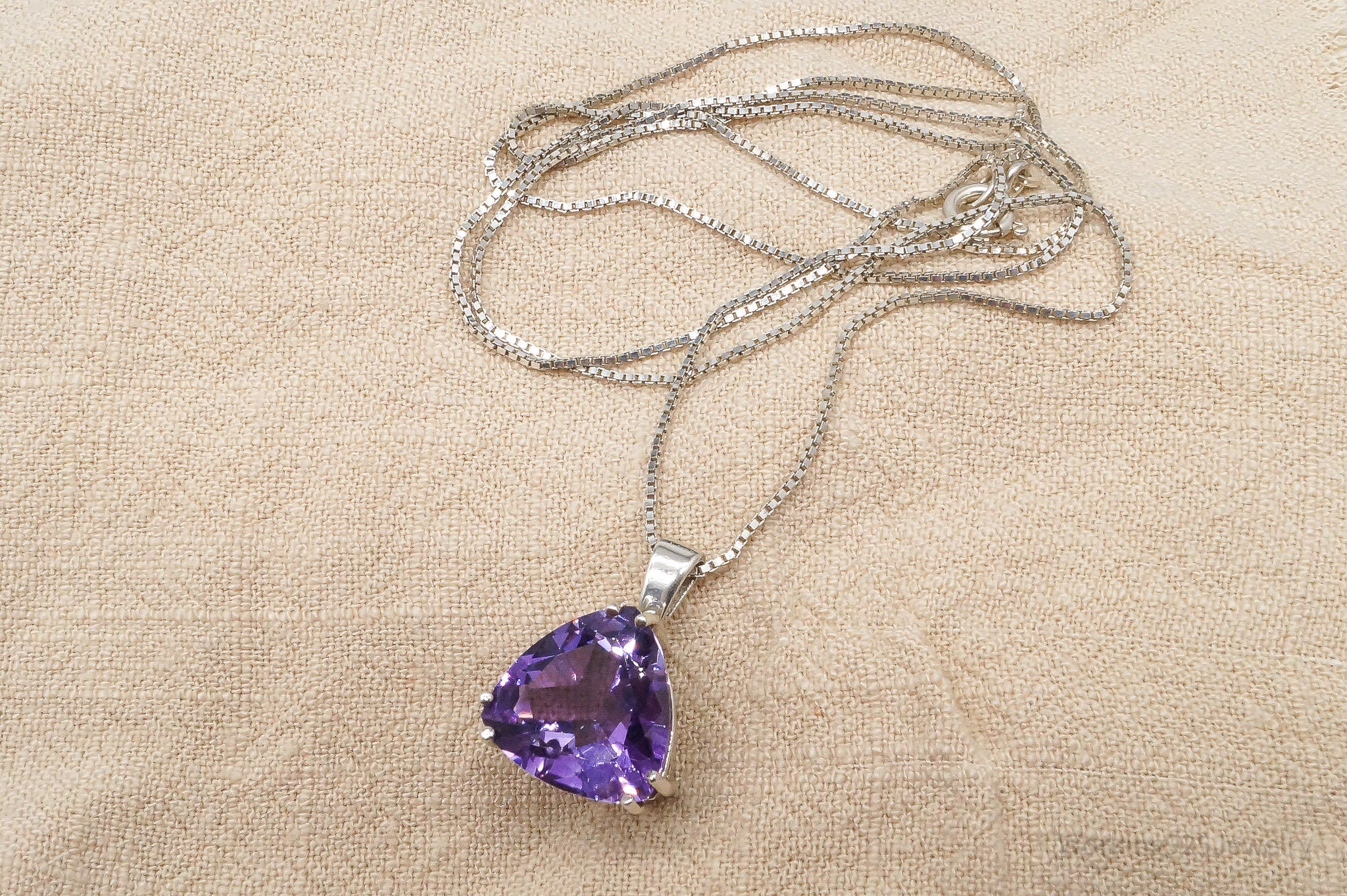 Vintage Large Amethyst Sterling Silver Chain Necklace 24"