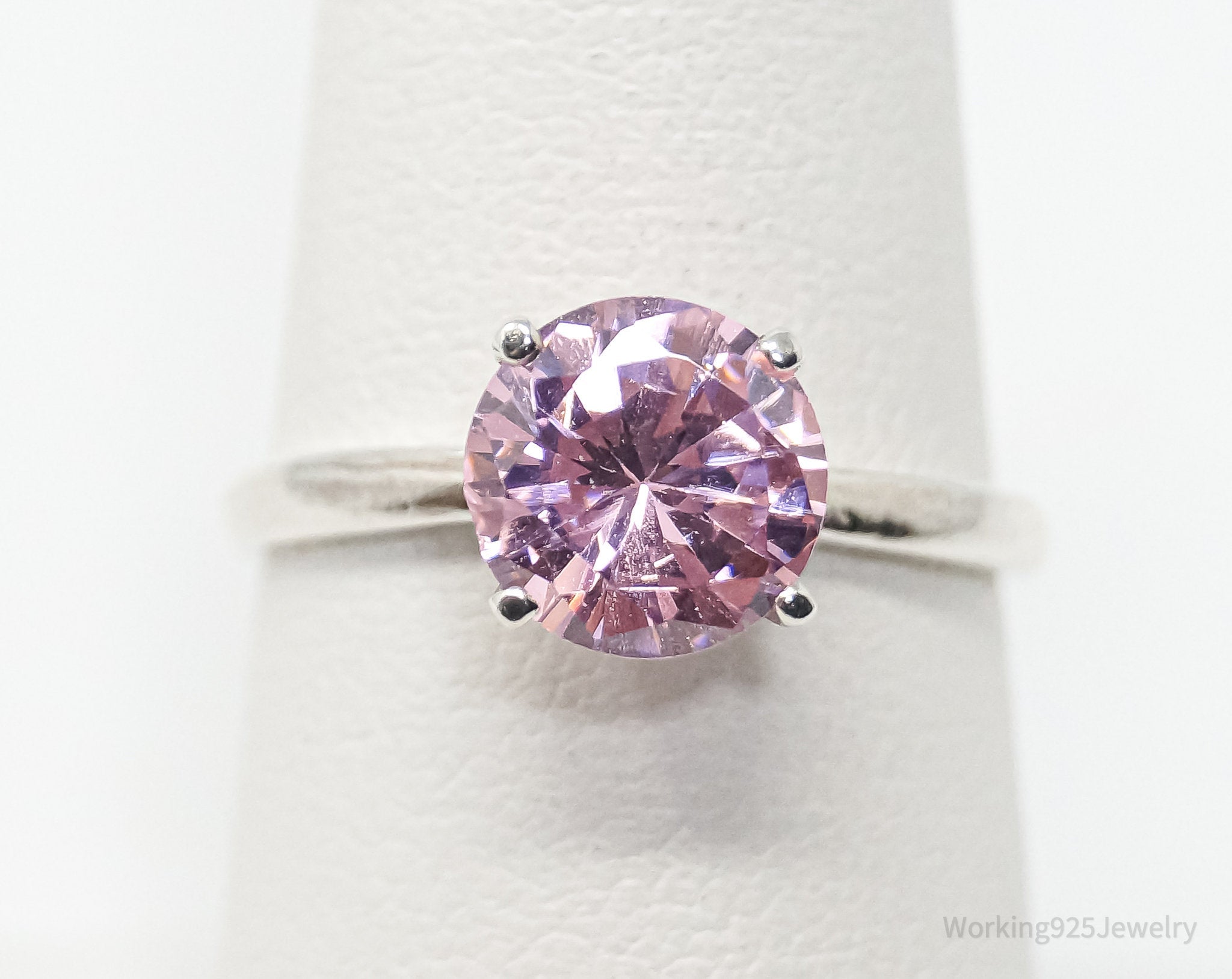 Vintage Man-made Pink Topaz Sterling Silver Ring - Sz 6.75