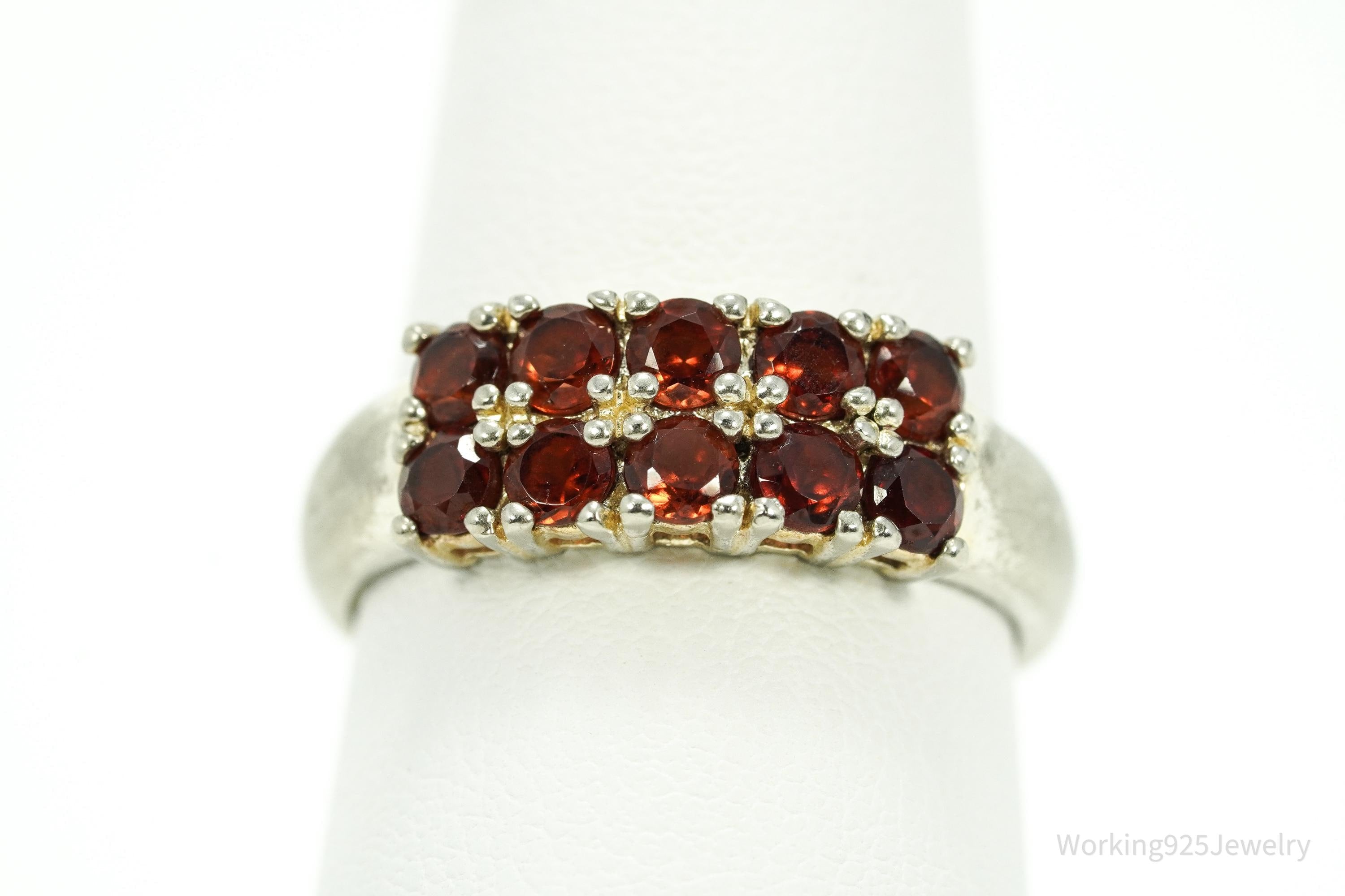 Vintage Garnet Sterling Silver Ring - Size 8