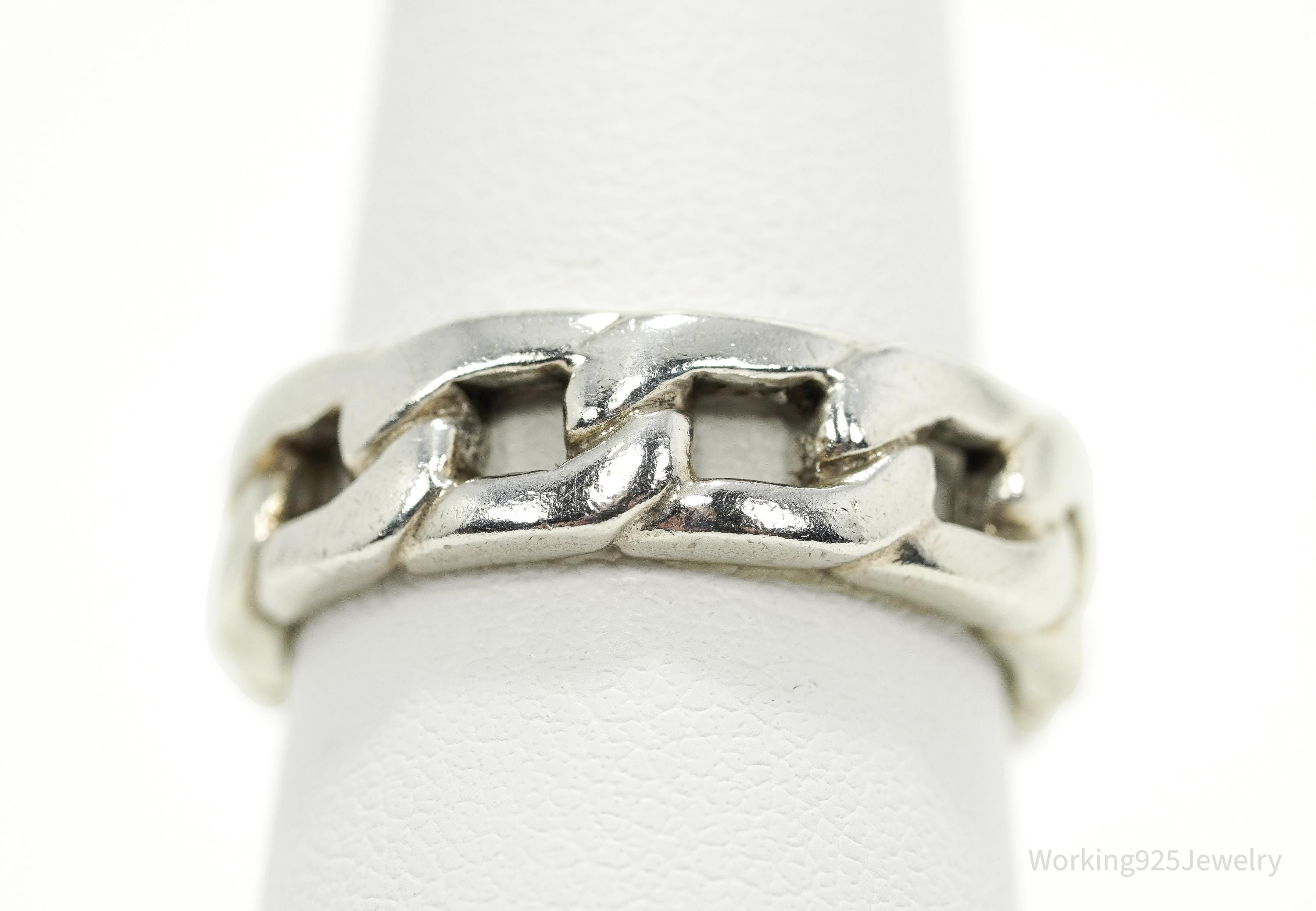Vintage Chainlink Sterling Silver Ring - Size 8