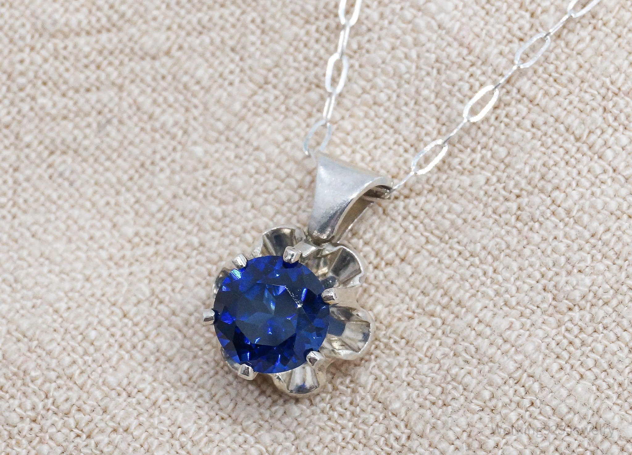 Vintage Blue Diamonique Cubic Zirconia Sterling Silver Necklace 17"