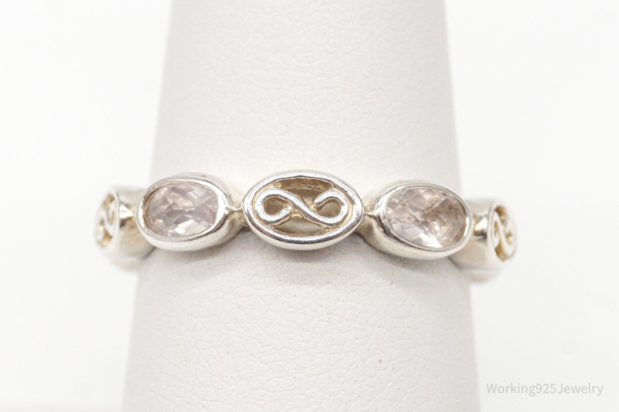 Vintage Rose Quartz Sterling Silver Ring - Size 7