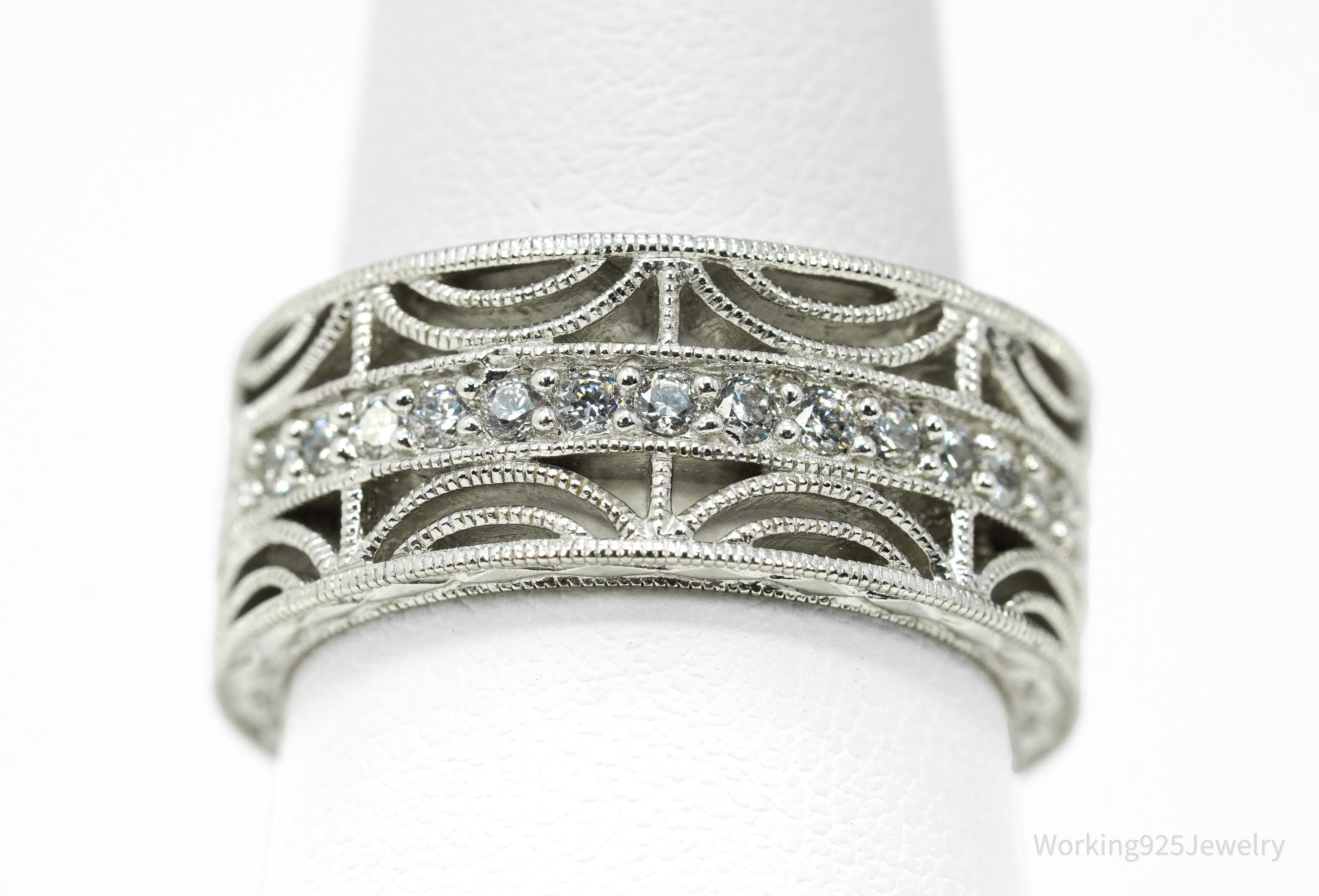 Designer TACORI Cubic Zirconia Sterling Silver Ring - Size 8