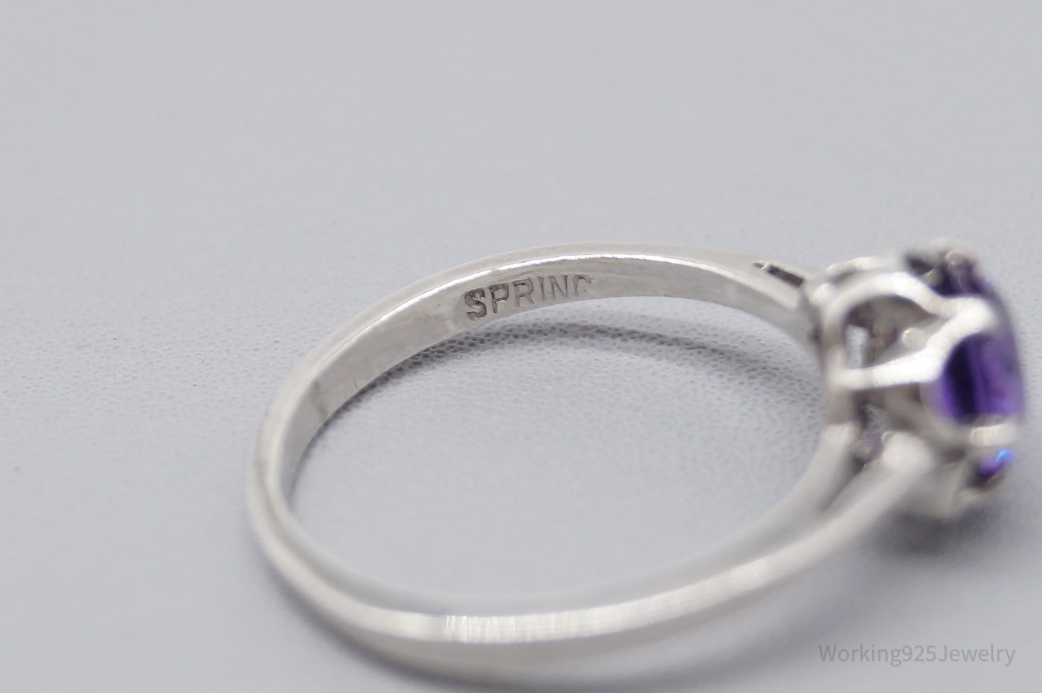 Vintage Amethyst Sterling Silver Ring - Size 5.25