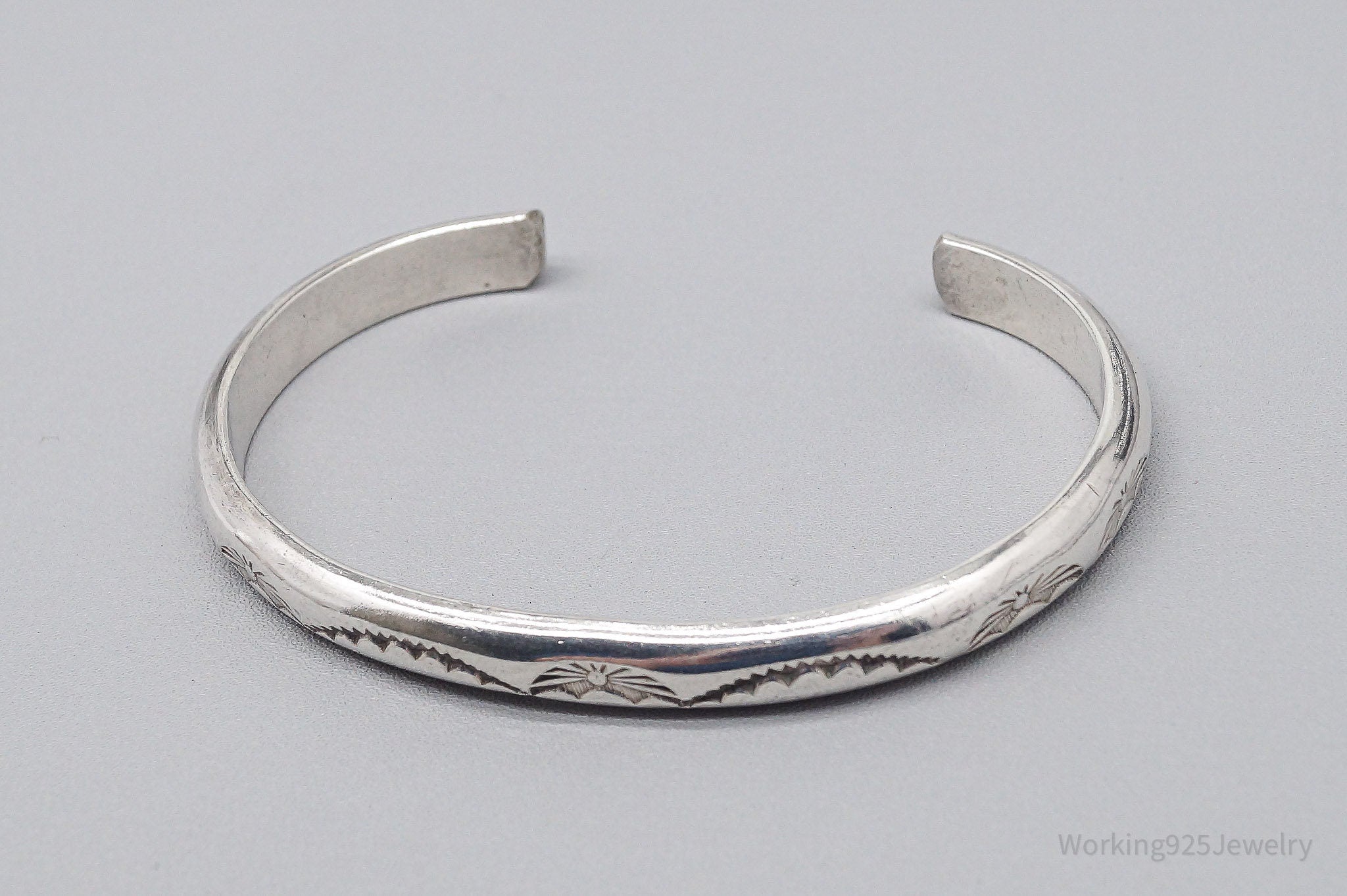 Vintage Handmade Native American Sterling Silver Cuff Bracelet