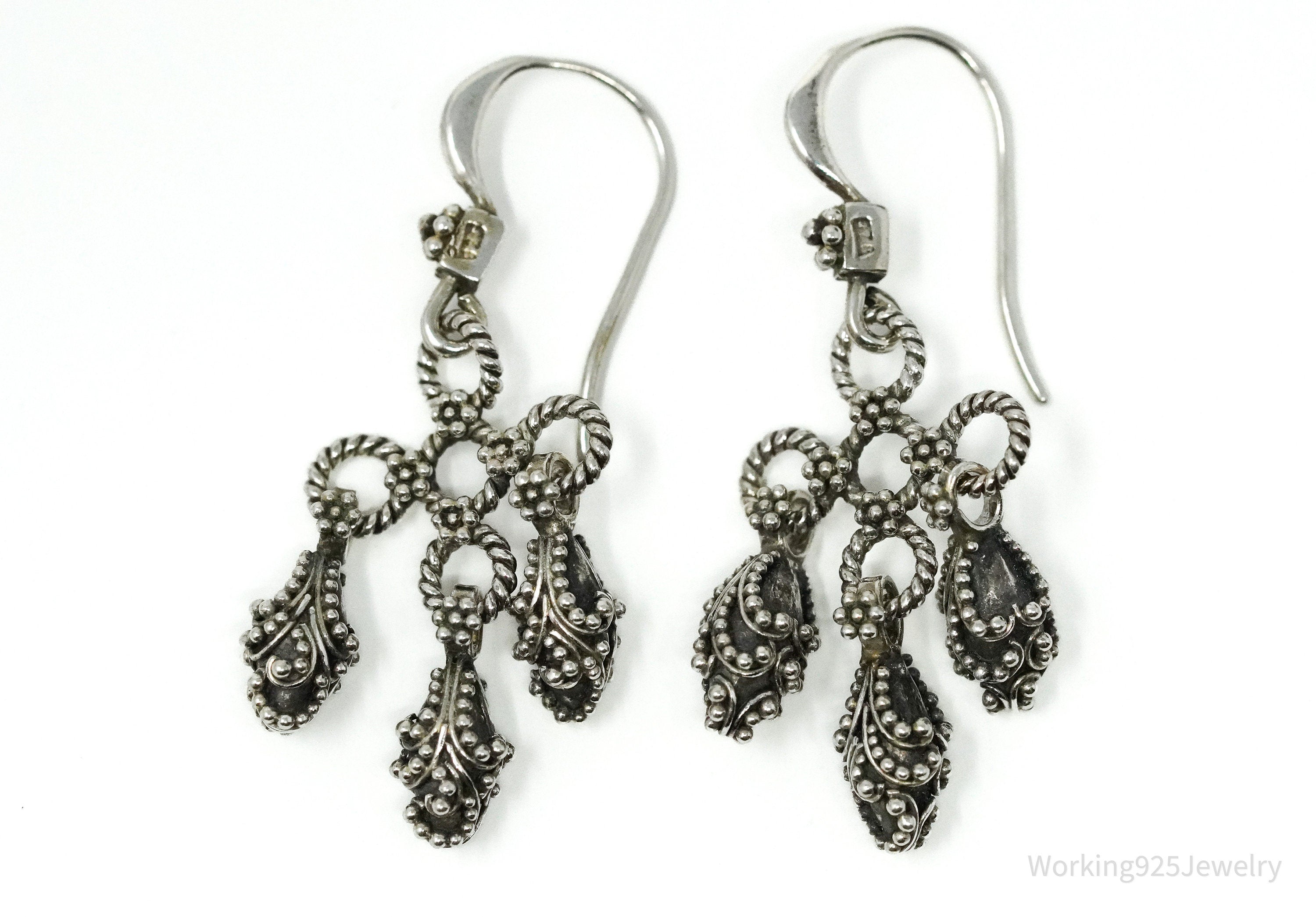 Vintage Granulated Style Sterling Silver Earrings