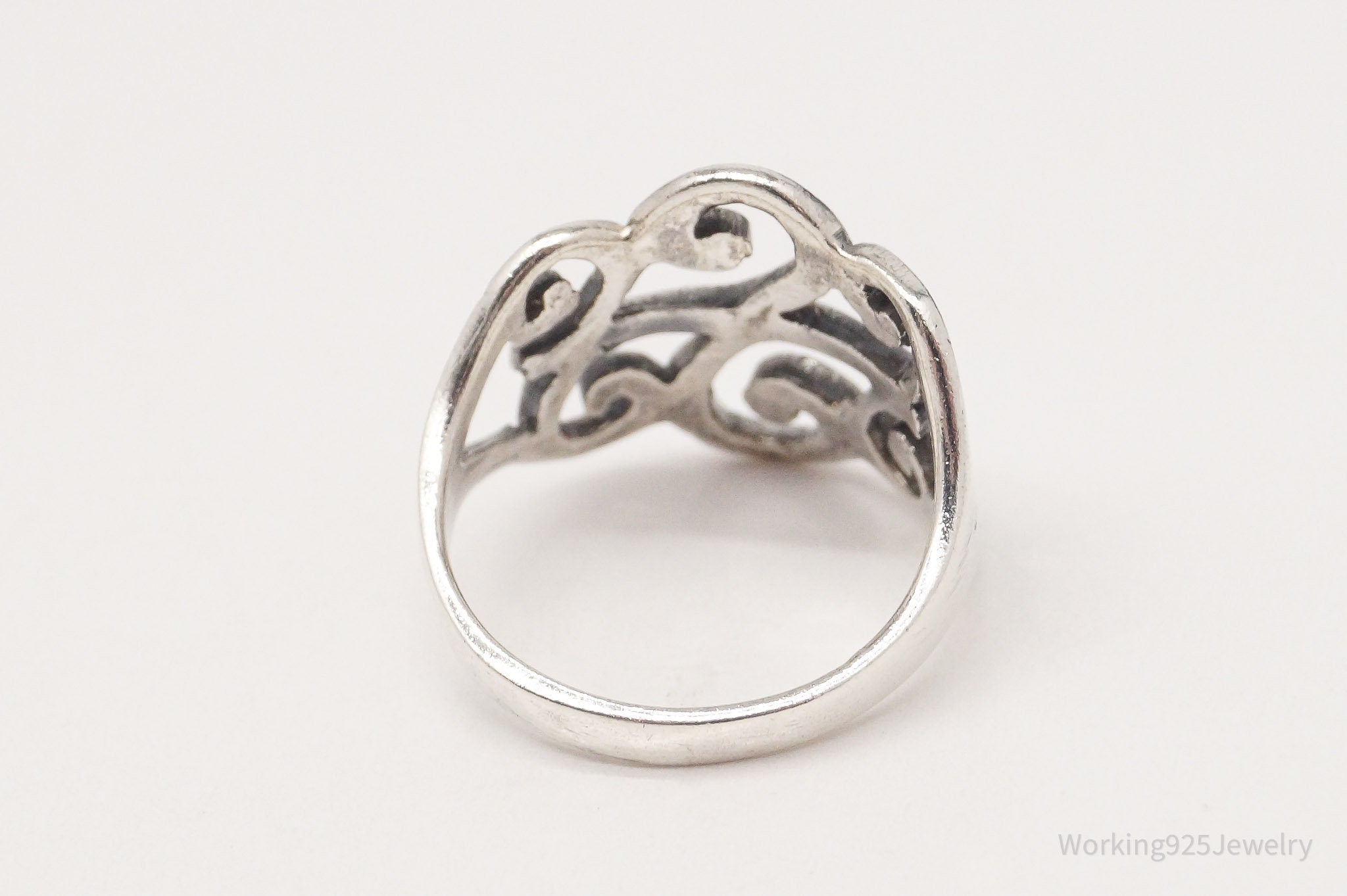 Vintage Scrolls Swirls Openwork Sterling Silver Ring - Size 5