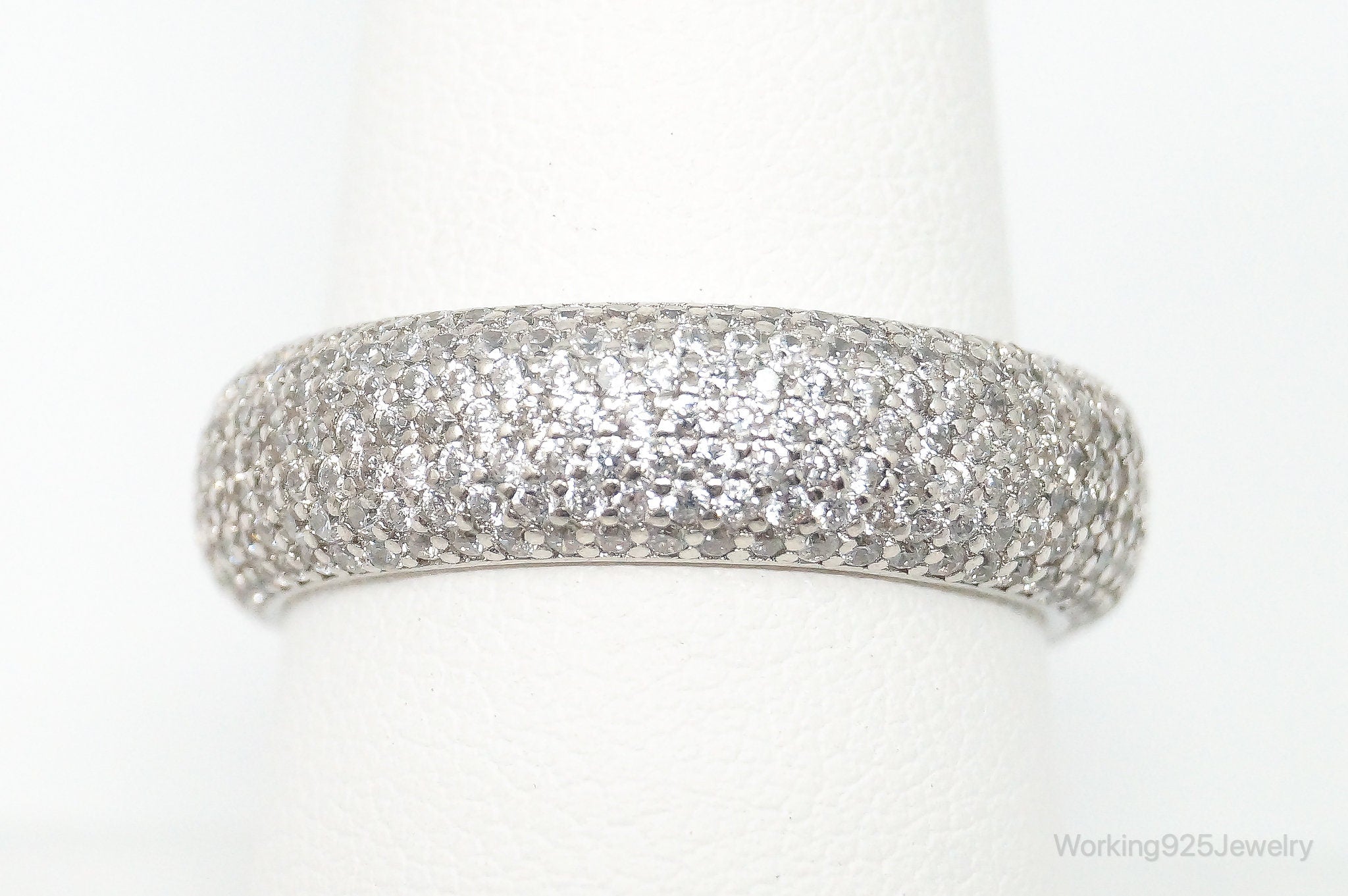 Vintage Cubic Zirconia Sterling Silver Ring - Size 9.25