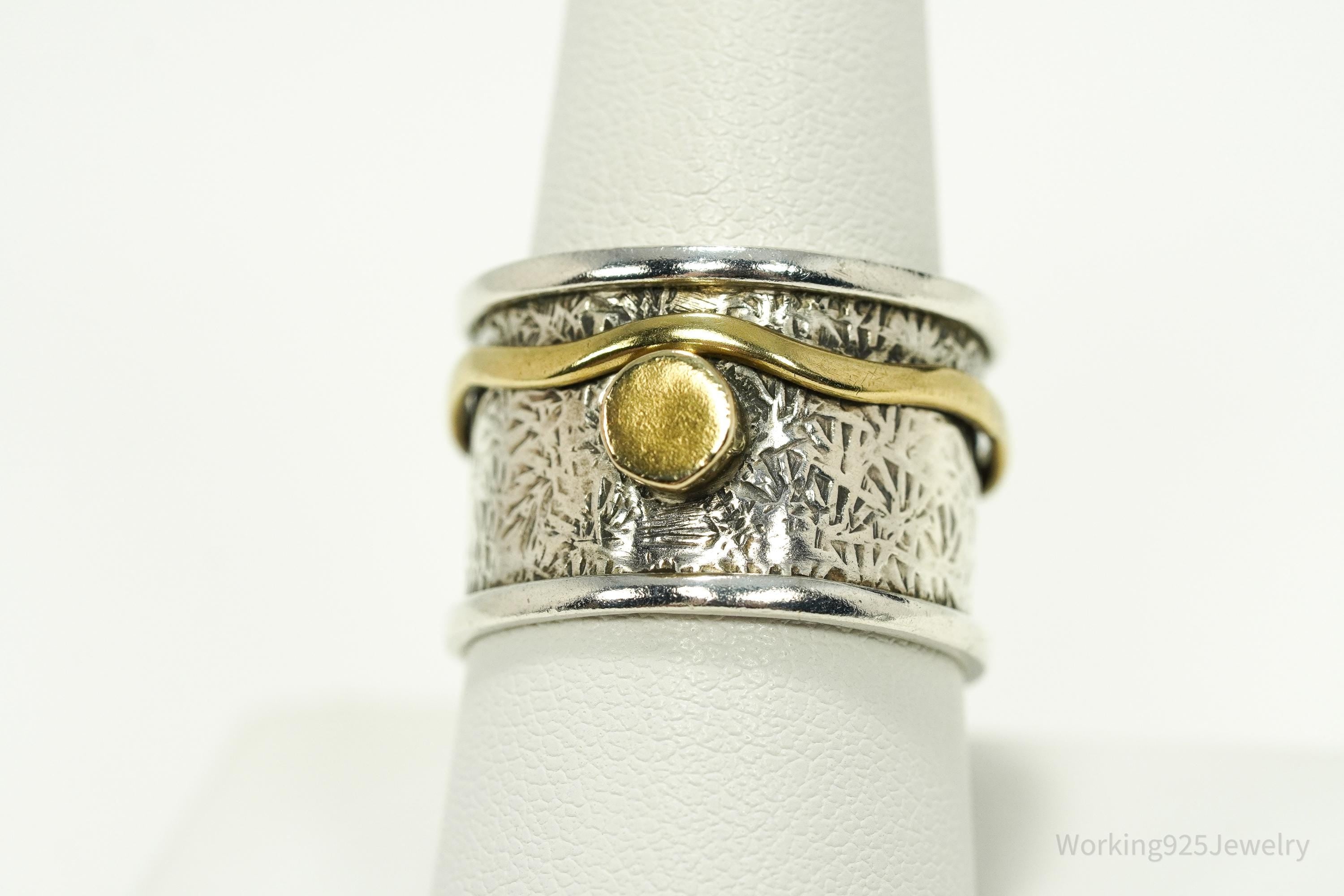Vintage Brass Sterling Silver Band Ring- Size 9.75