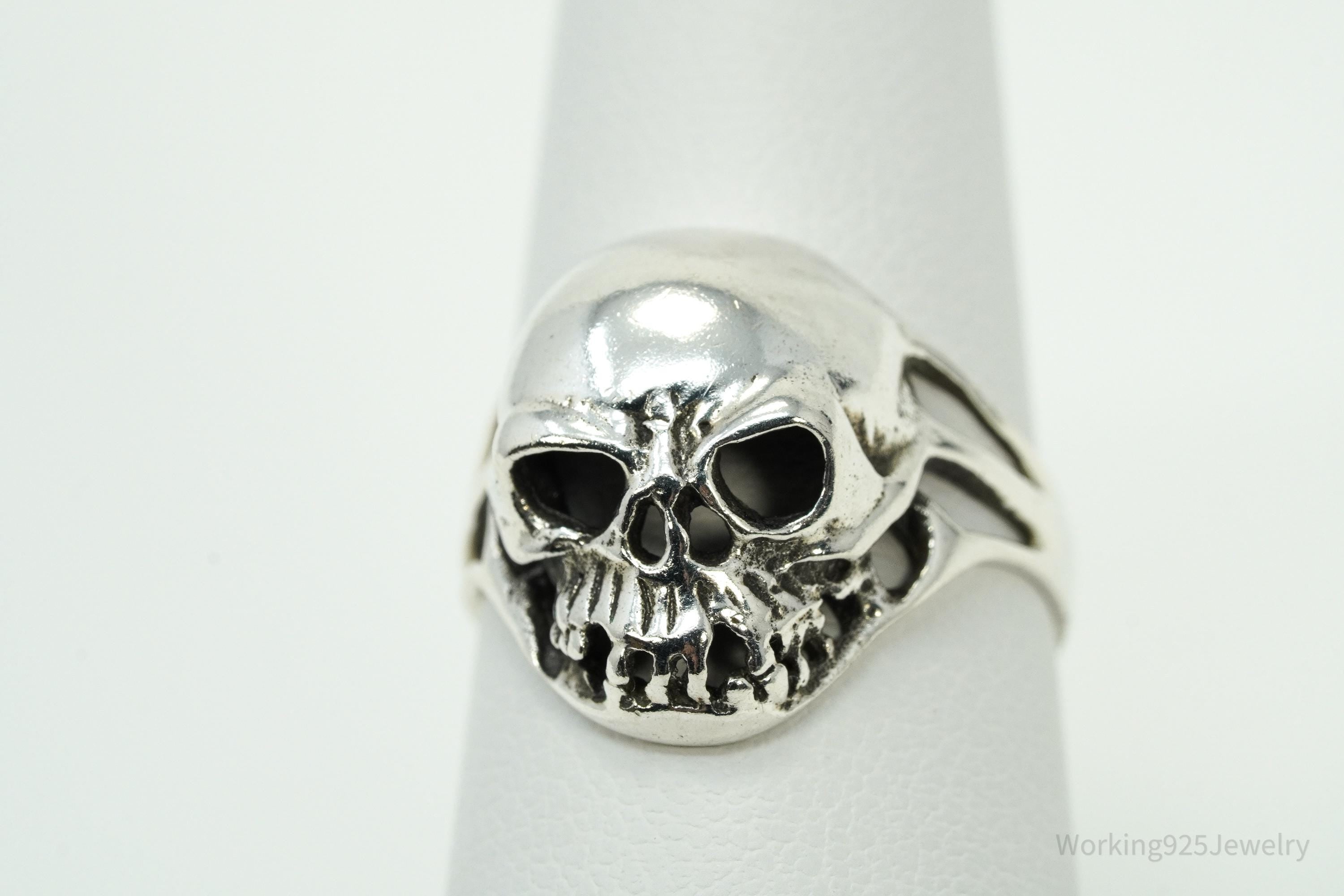 Vintage Skull Sterling Silver Ring - Size 6.75