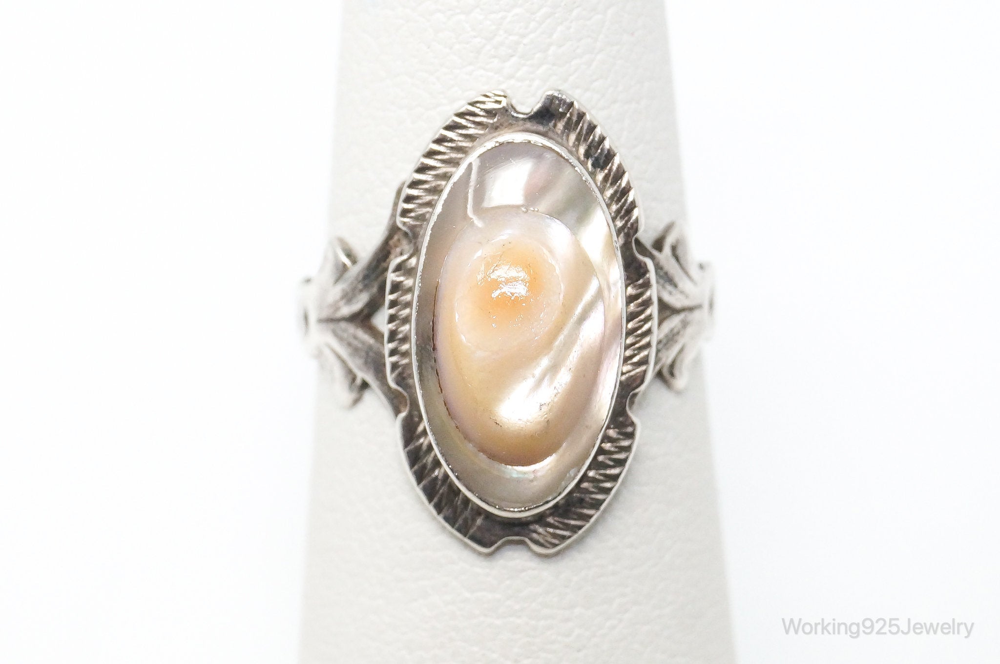 Antique Shell Sterling Silver Ring - SZ 5