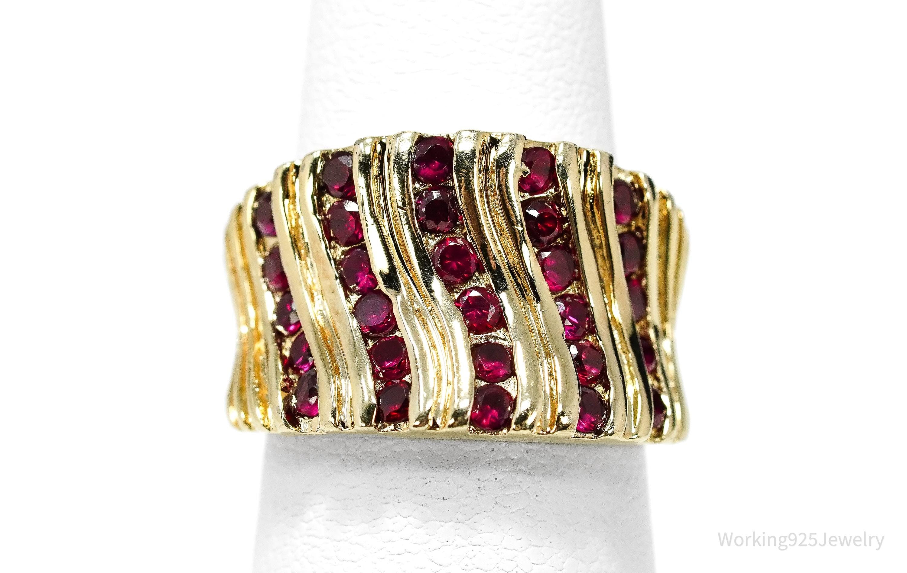 VTG Designer Ross Simons Ruby Gold Over Sterling Silver Ring - Size 6