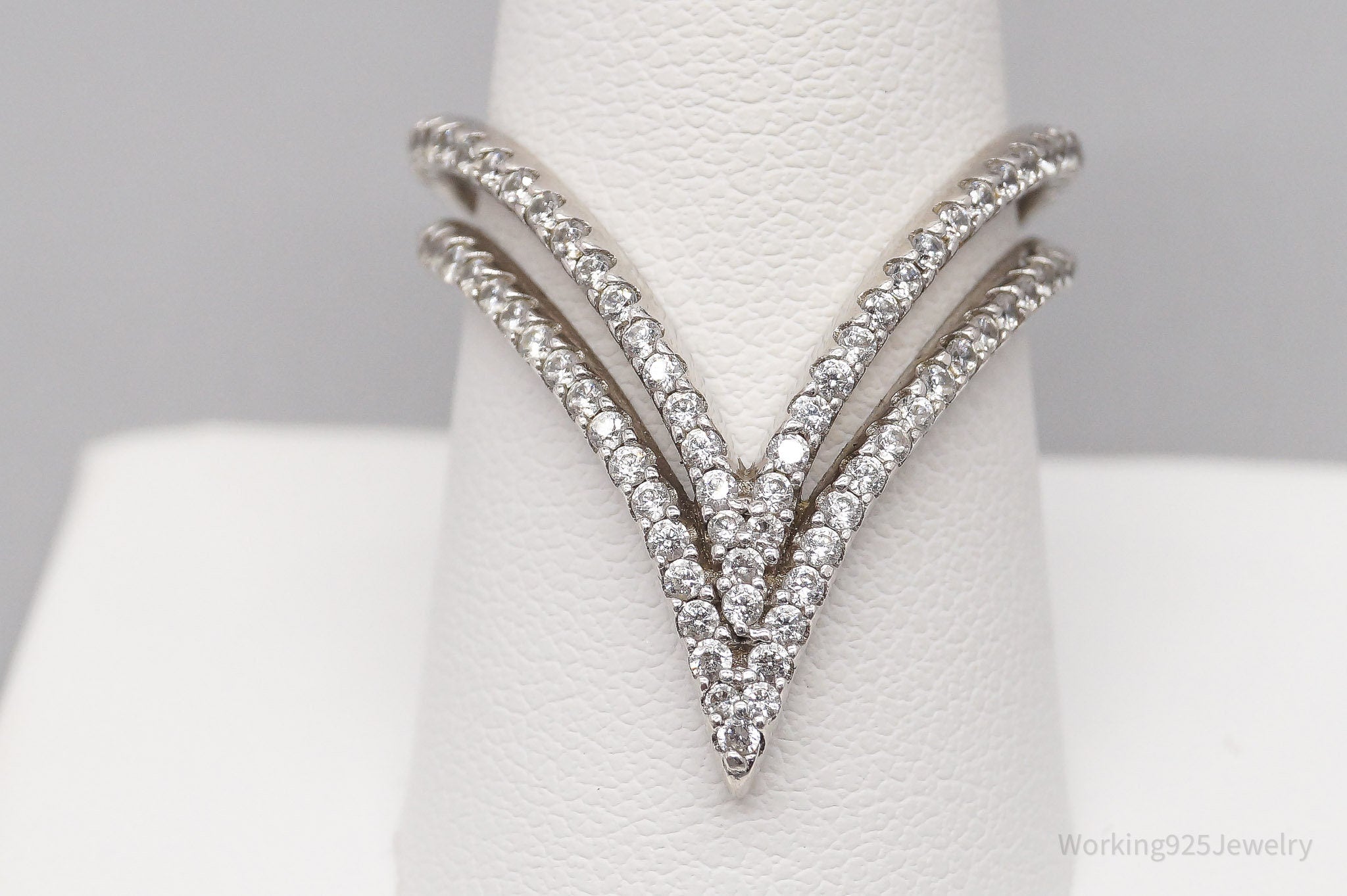 Vintage ATI Cubic Zirconia Sterling Silver Ring - Size 8.5