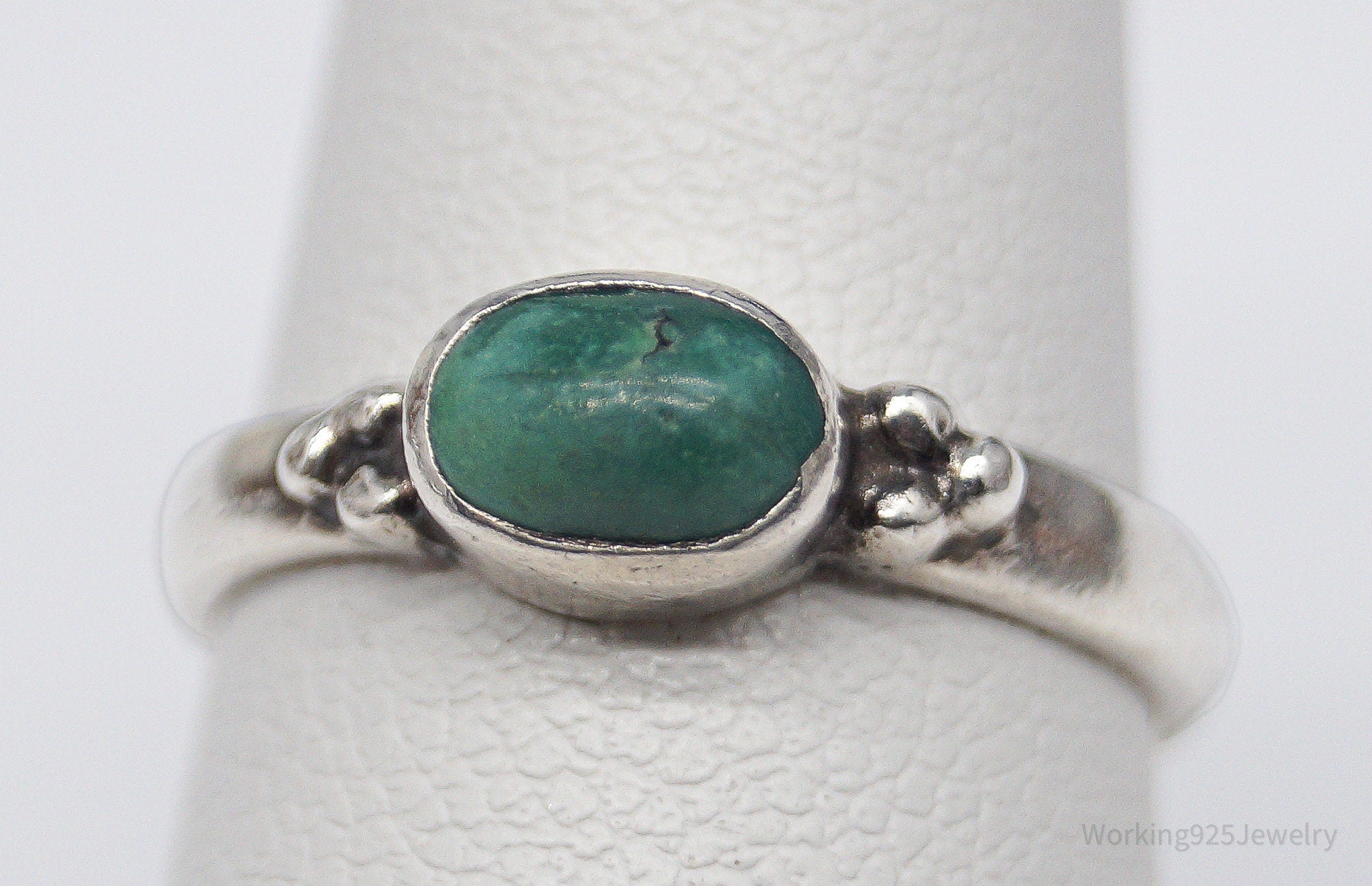 Vintage Handmade Native American Turquoise Sterling Silver Ring - Size 5.75
