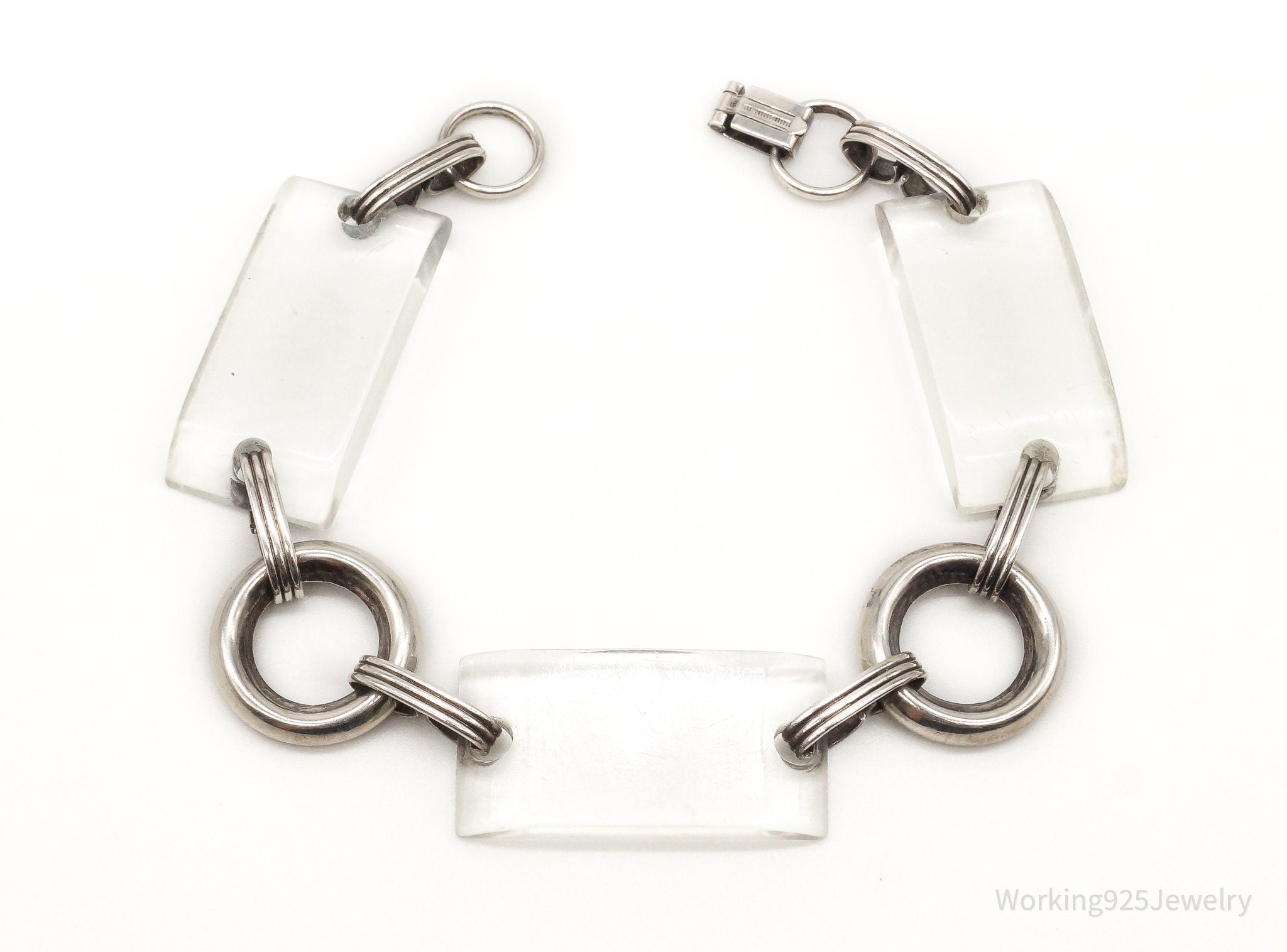 Rare Antique Lucite Sterling Silver Bracelet