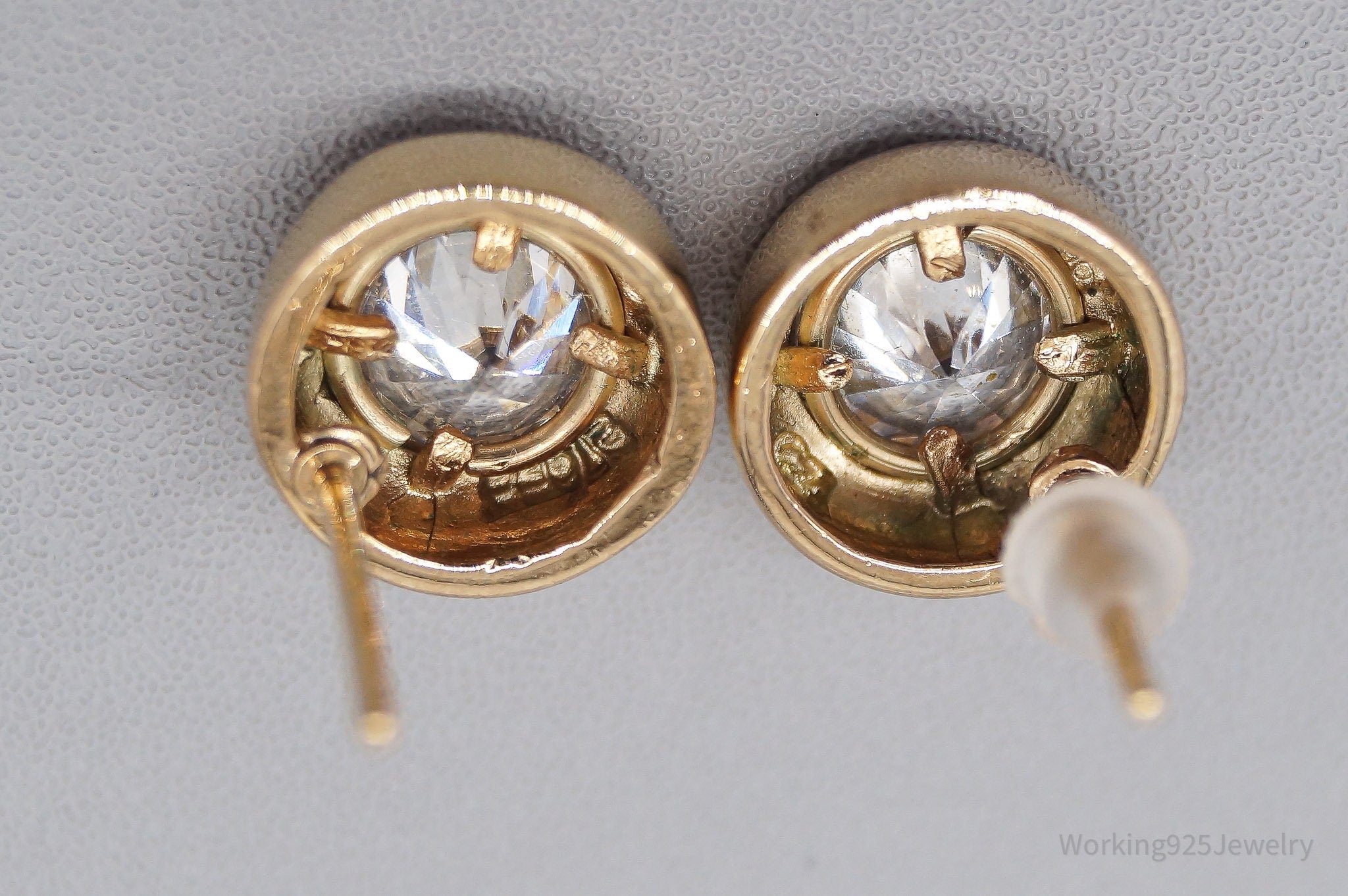 Vintage Ross Simons Cubic Zirconia Gold Vermeil Sterling Silver Earrings