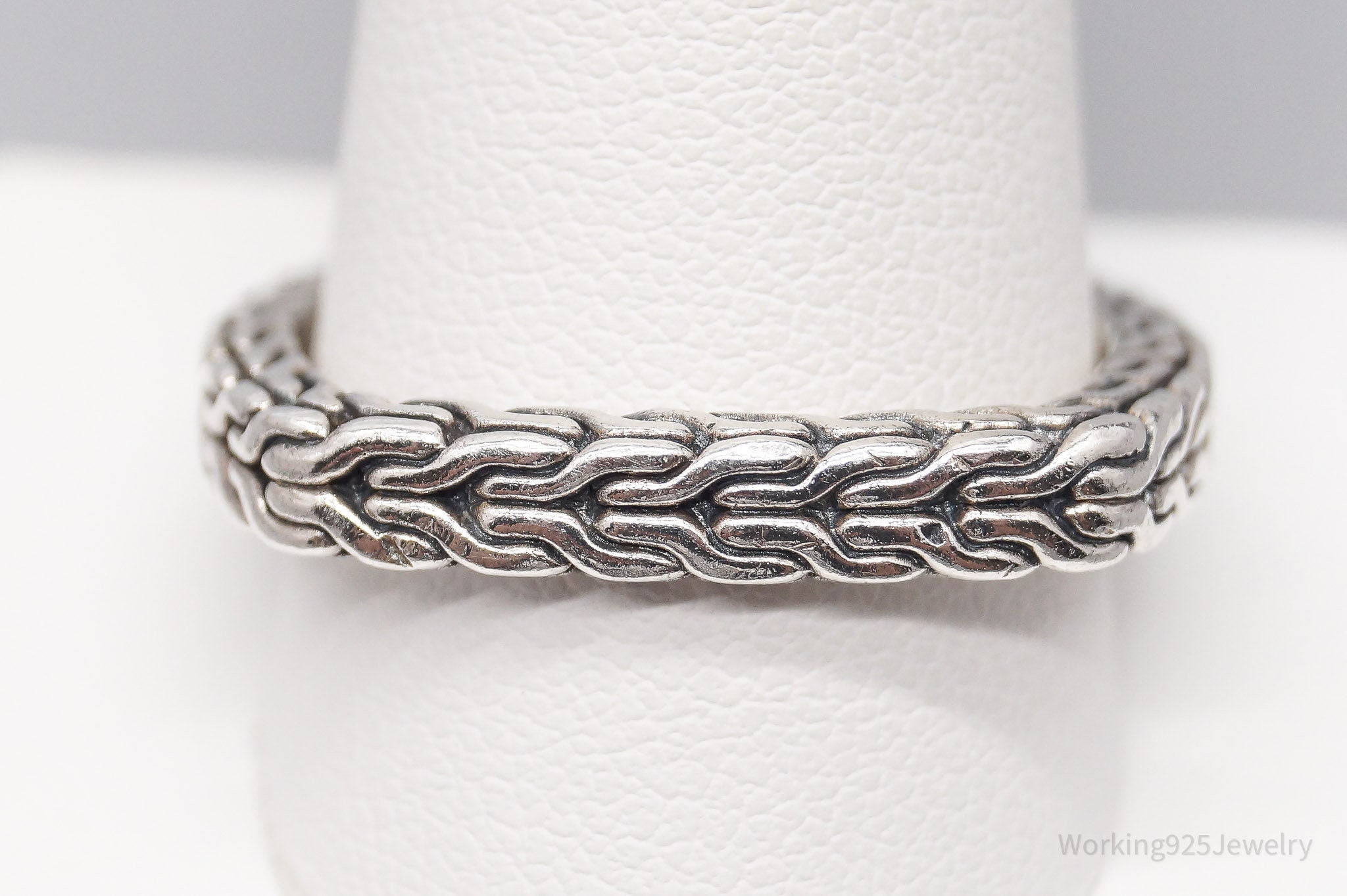 Vintage Dragon Snake Weave Style Byzantine Sterling Silver Band Ring - Size 11.5