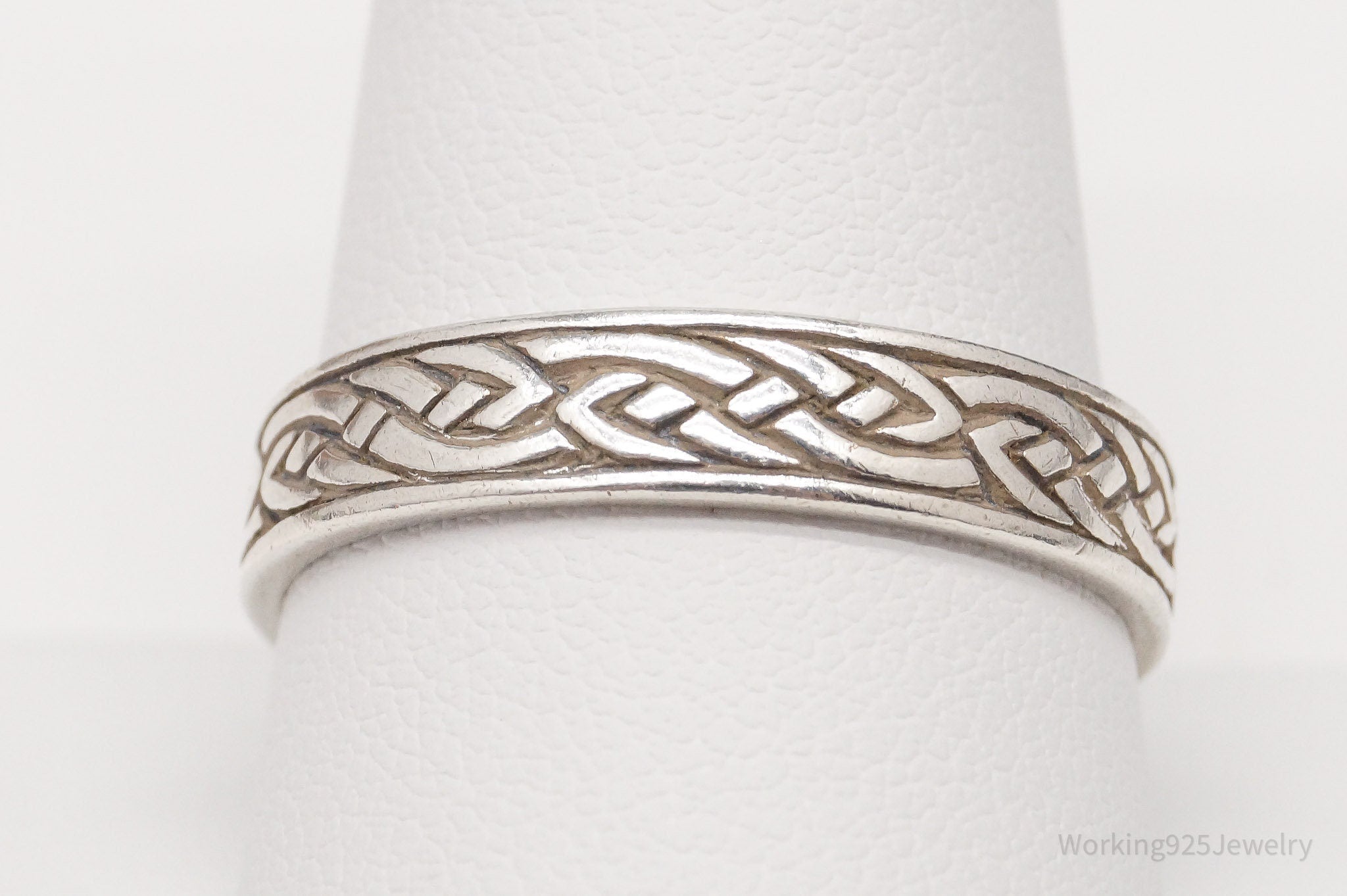 Vintage Celtic Knots Sterling Silver Band Ring - Size 11