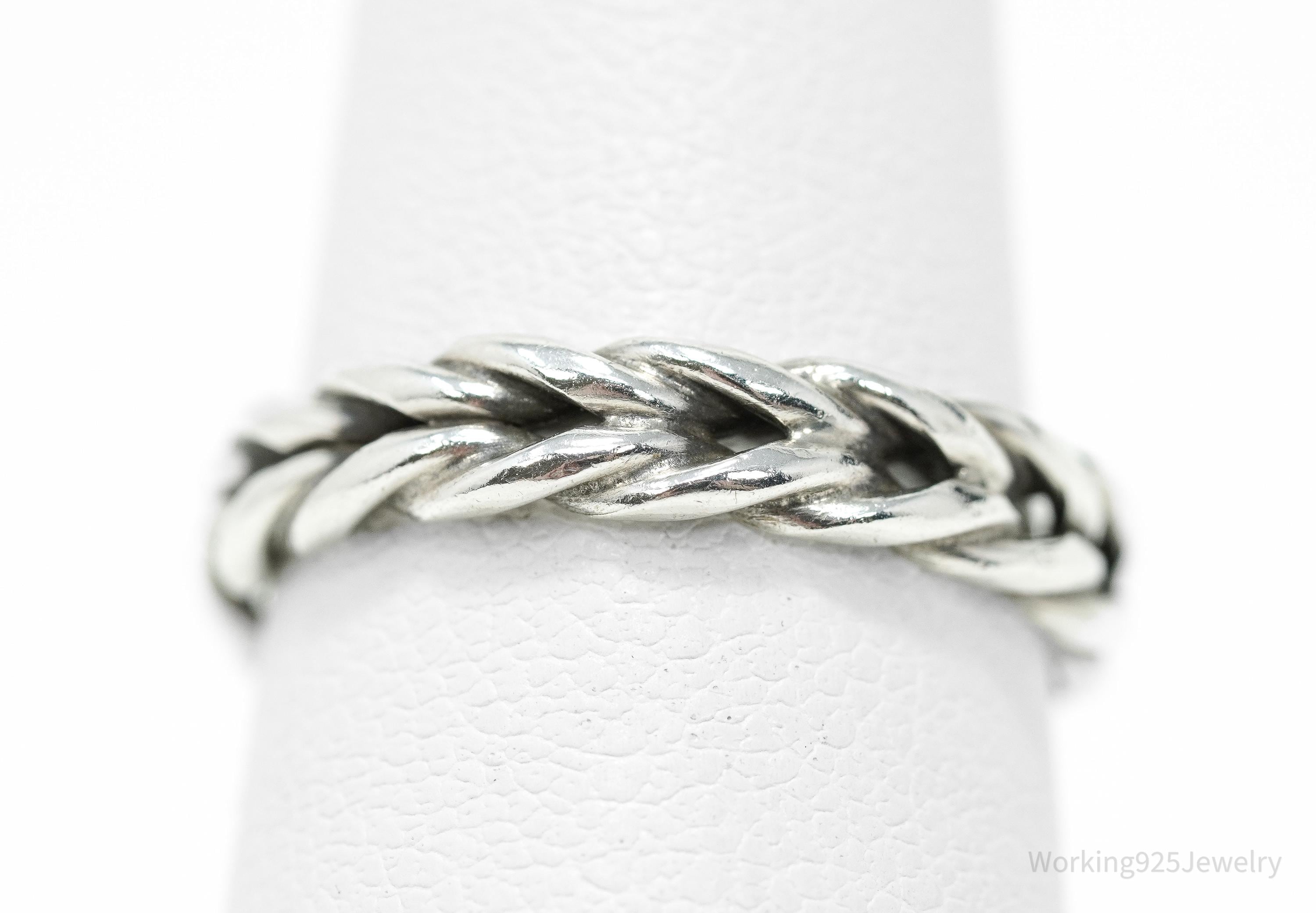 Vintage Weave Braid Rope Silver Band Ring - Size 5.75