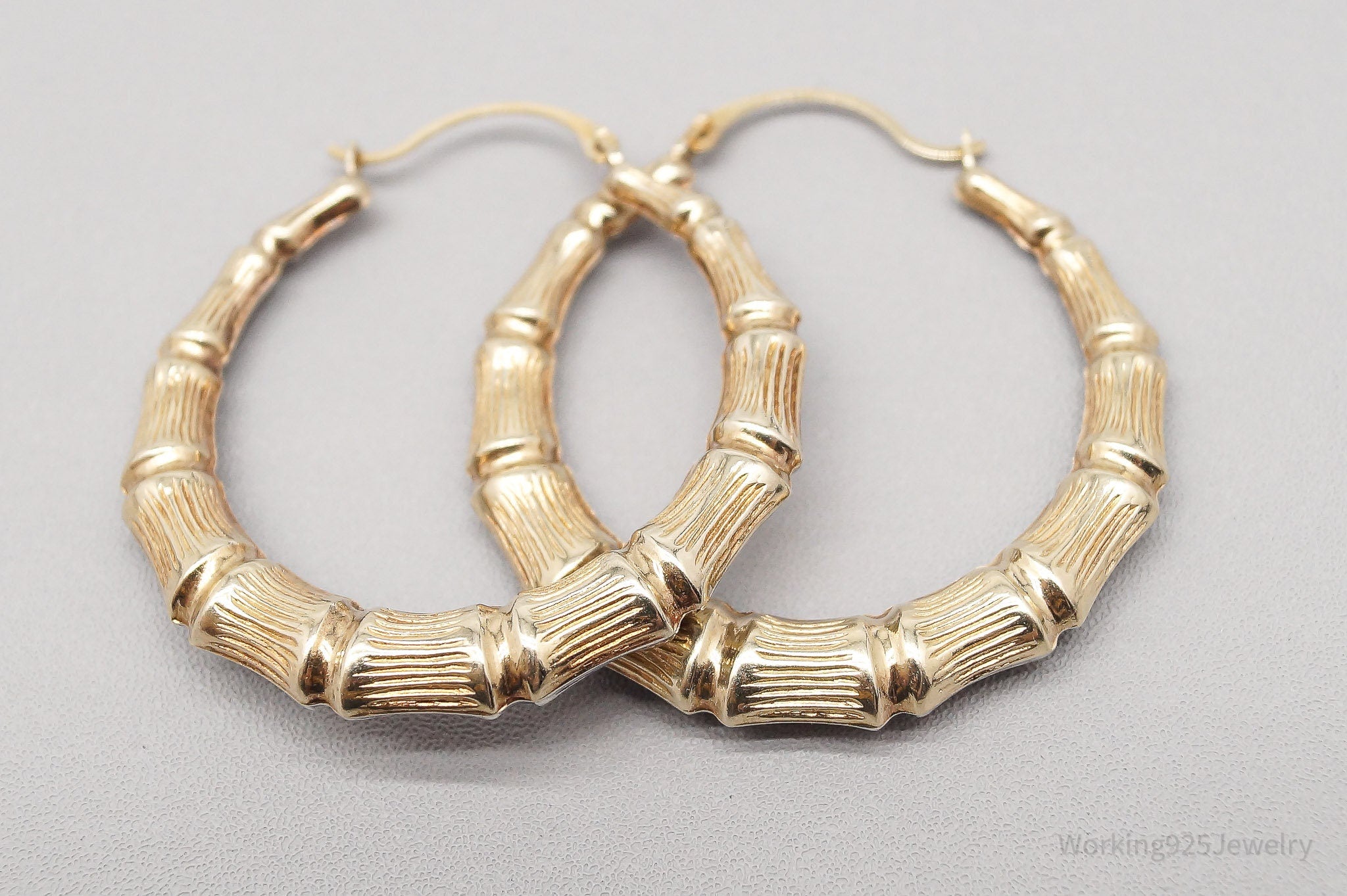 Vintage SLC 14K Yellow Gold Over Sterling Silver Hoop Earrings